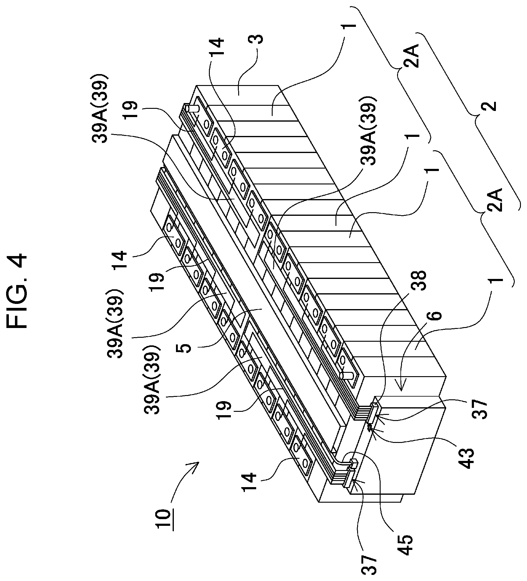 Patent US12576729 Figure 4 – Battery module, power supply device comprising battery module, and electric vehicle and power storage device comprising power supply device