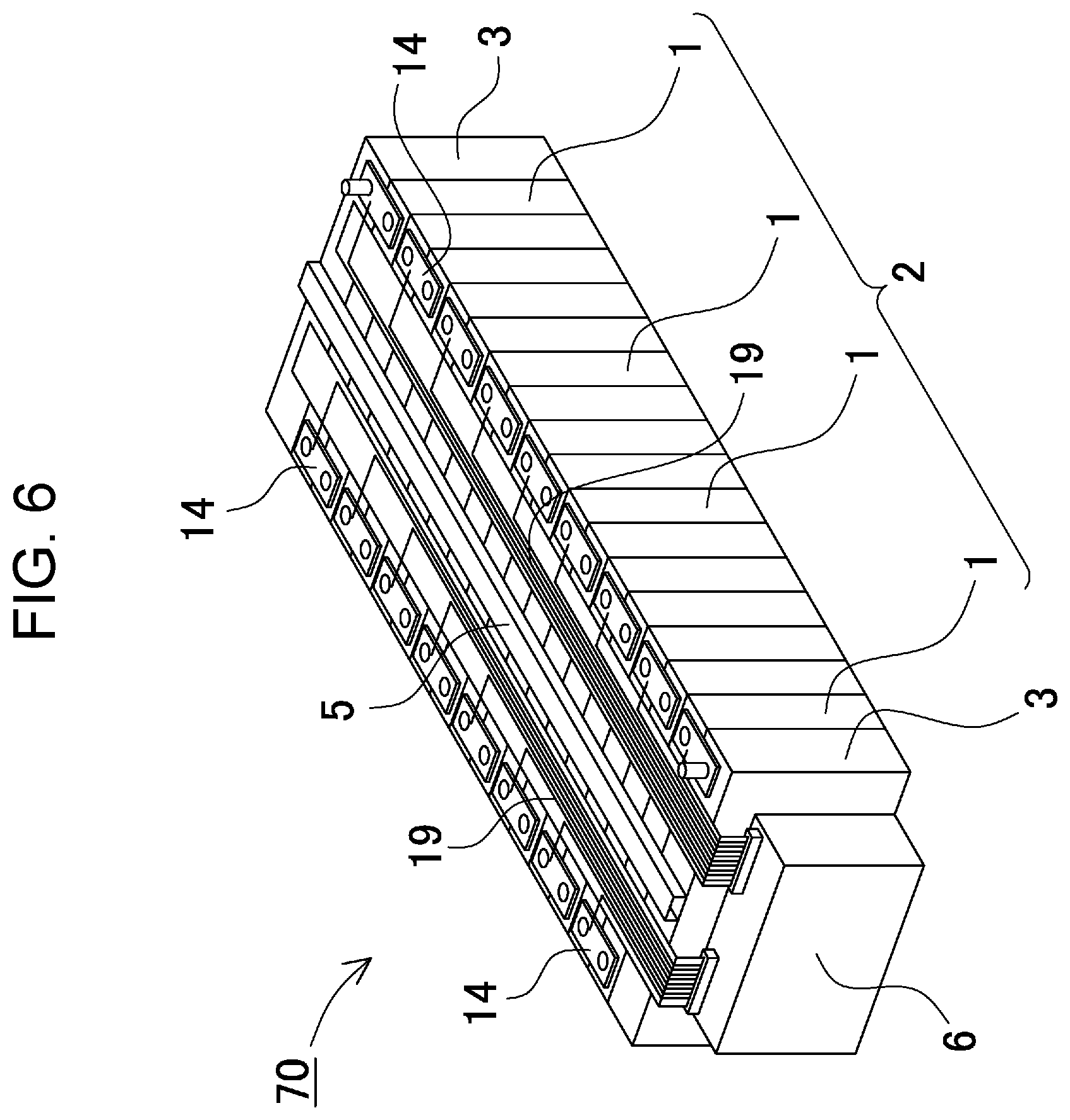 Patent US12576729 Figure 6 – Battery module, power supply device comprising battery module, and electric vehicle and power storage device comprising power supply device