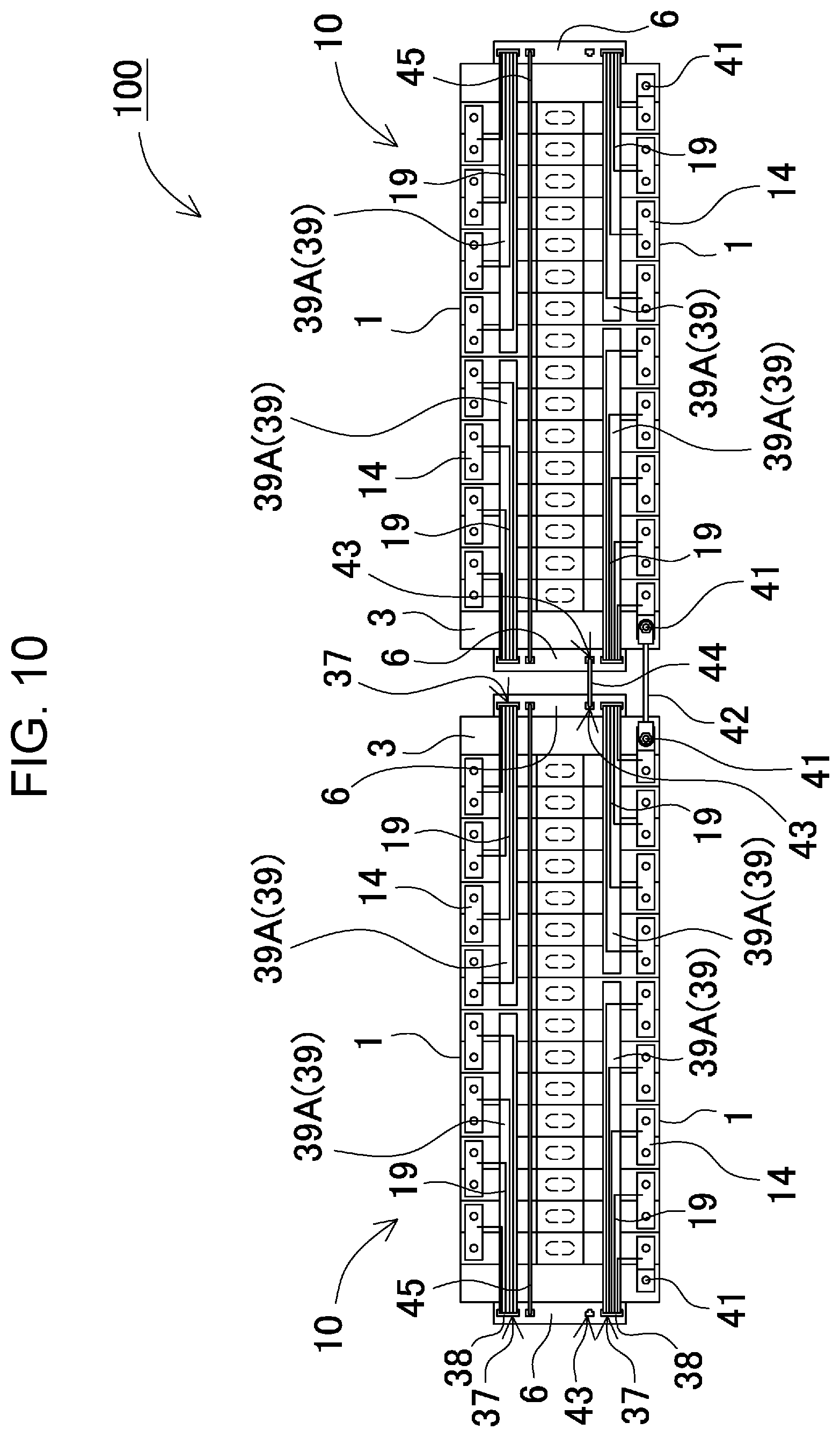 Patent US12576729 Figure 10 – Battery module, power supply device comprising battery module, and electric vehicle and power storage device comprising power supply device