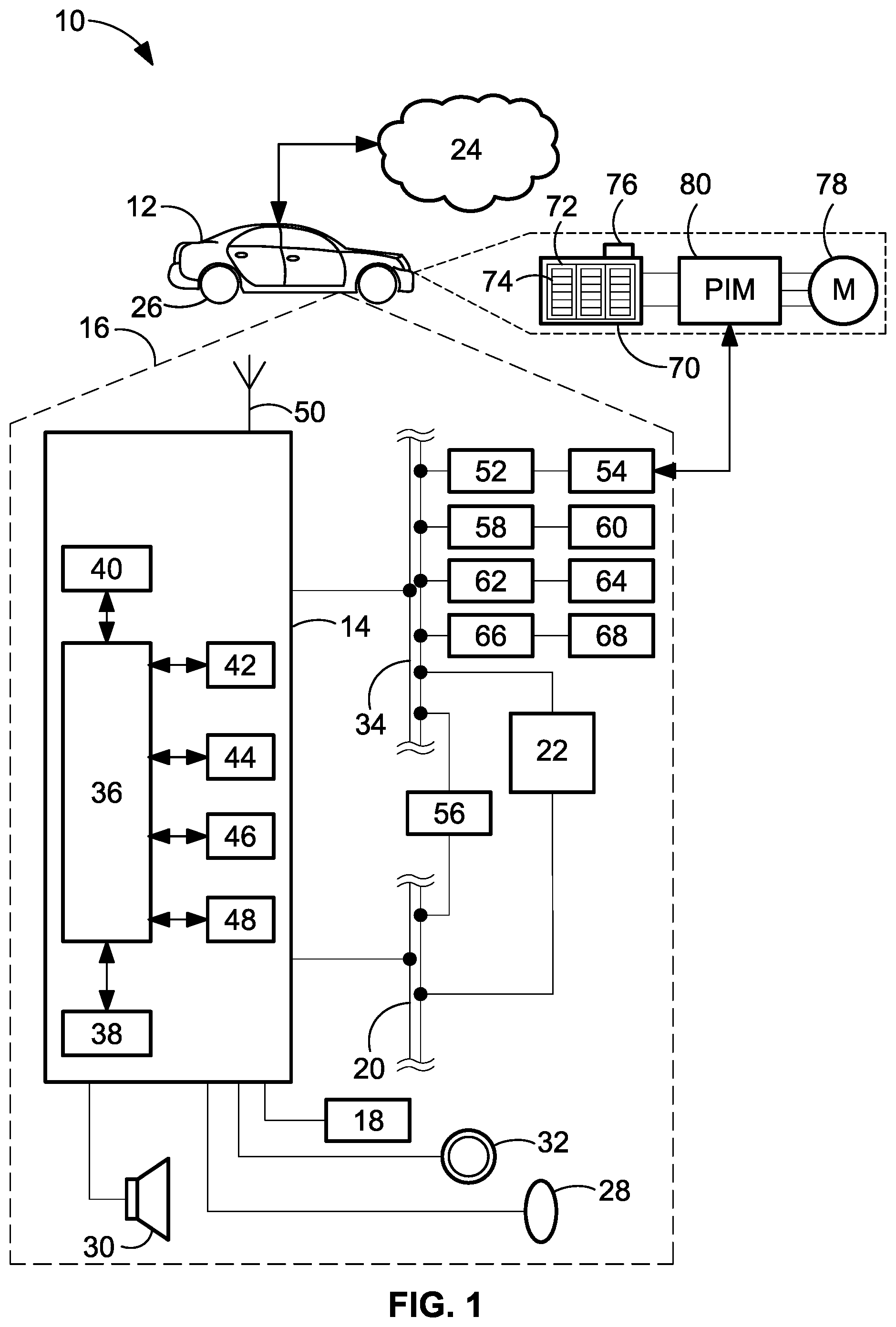Patent US12576730 Figure 1 – Battery assemblies, vehicles, and methods with pouch-type battery cells having terminal end caps