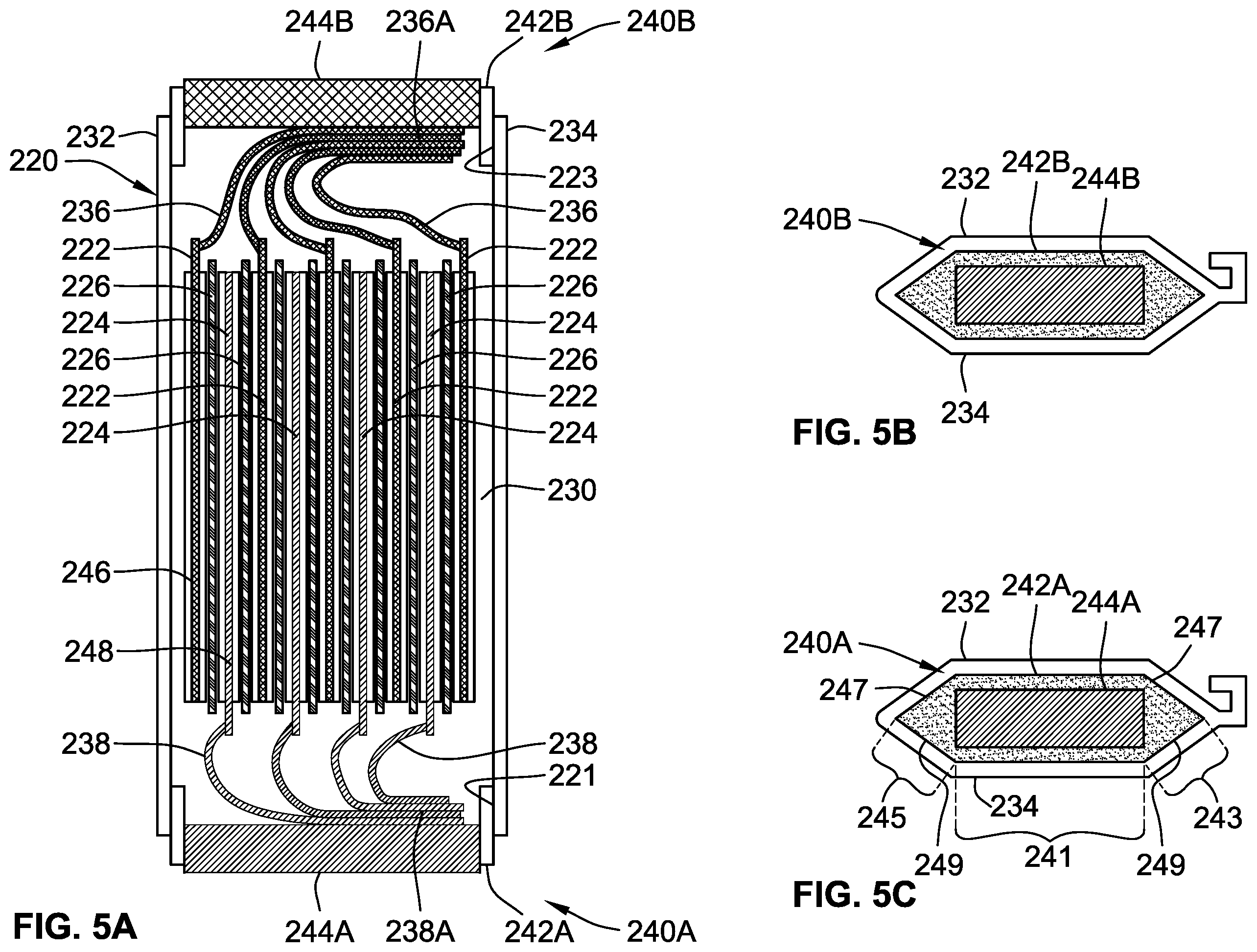 Patent US12576730 Figure 4 – Battery assemblies, vehicles, and methods with pouch-type battery cells having terminal end caps
