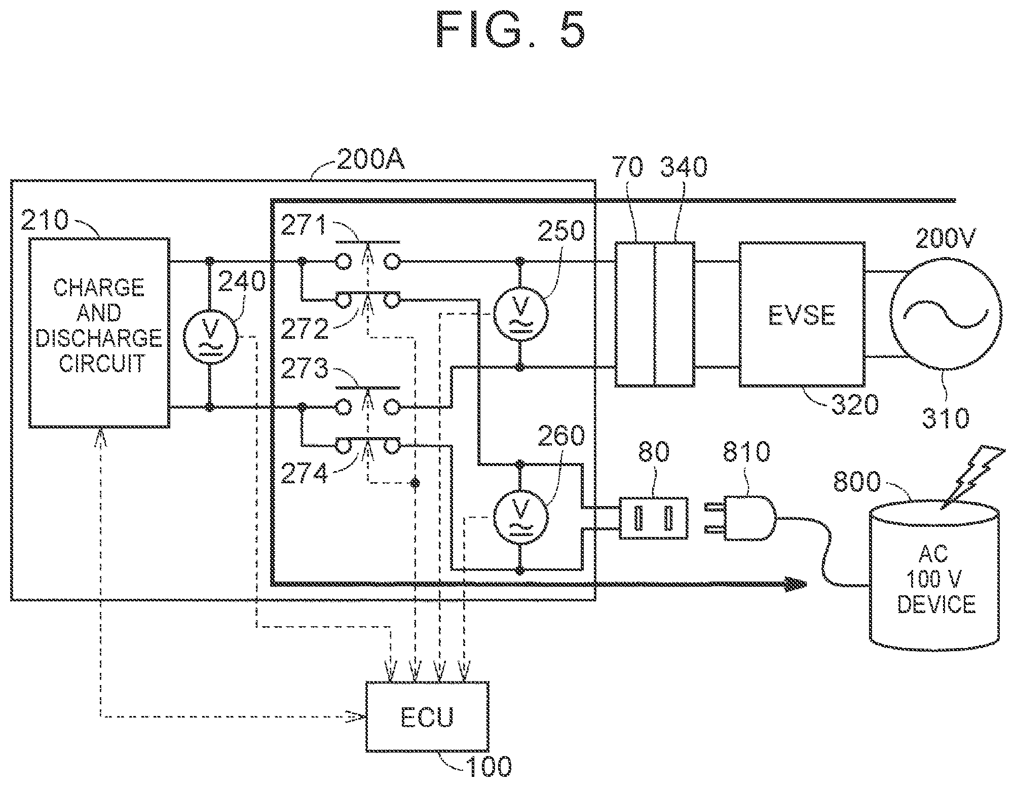 Patent US12576735 Figure 5 – Charge and discharge system, vehicle, and control method for charge and discharge system