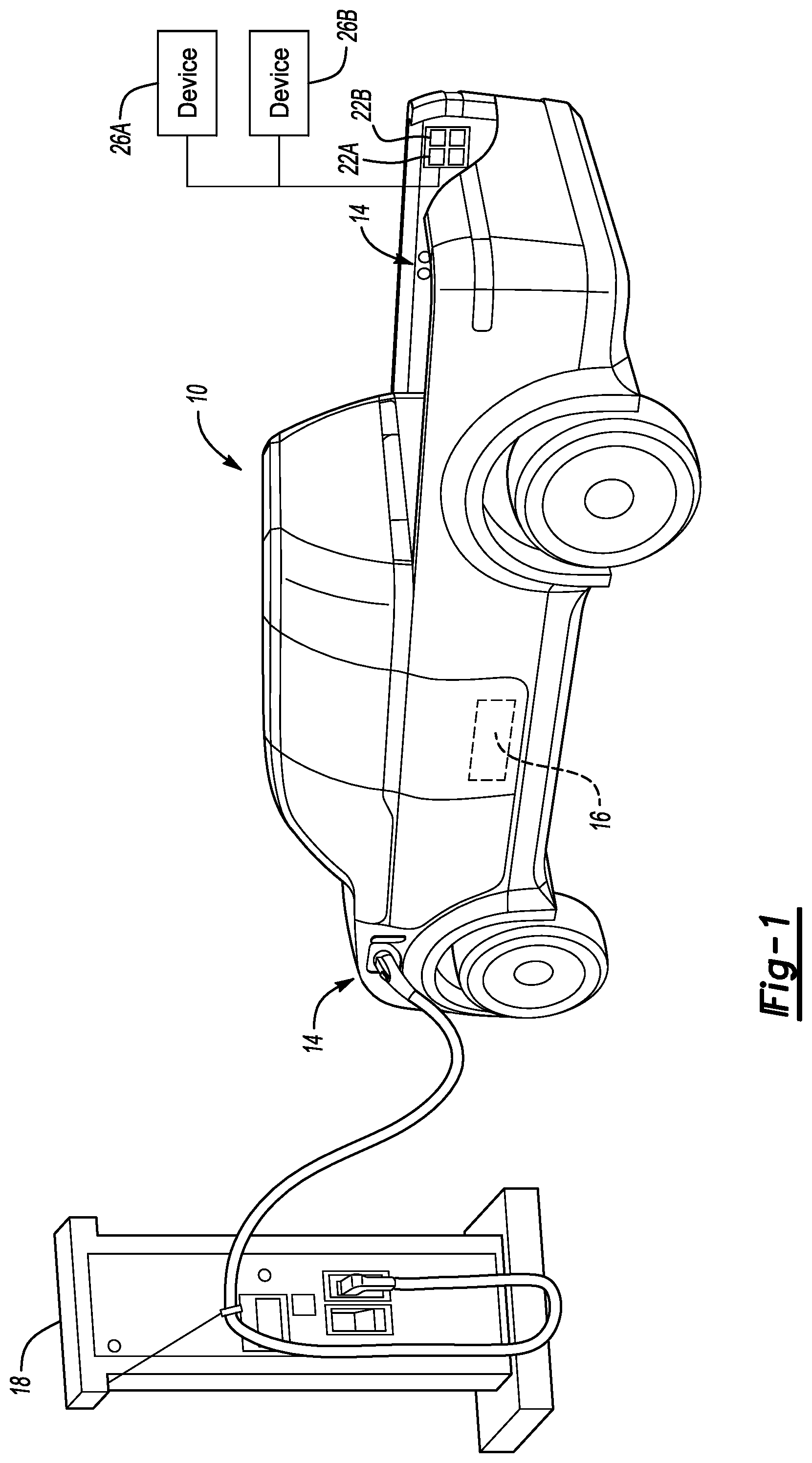 Patent US12576744 Figure 1 – Power allocation methods and systems for power transmissions between a vehicle and devices