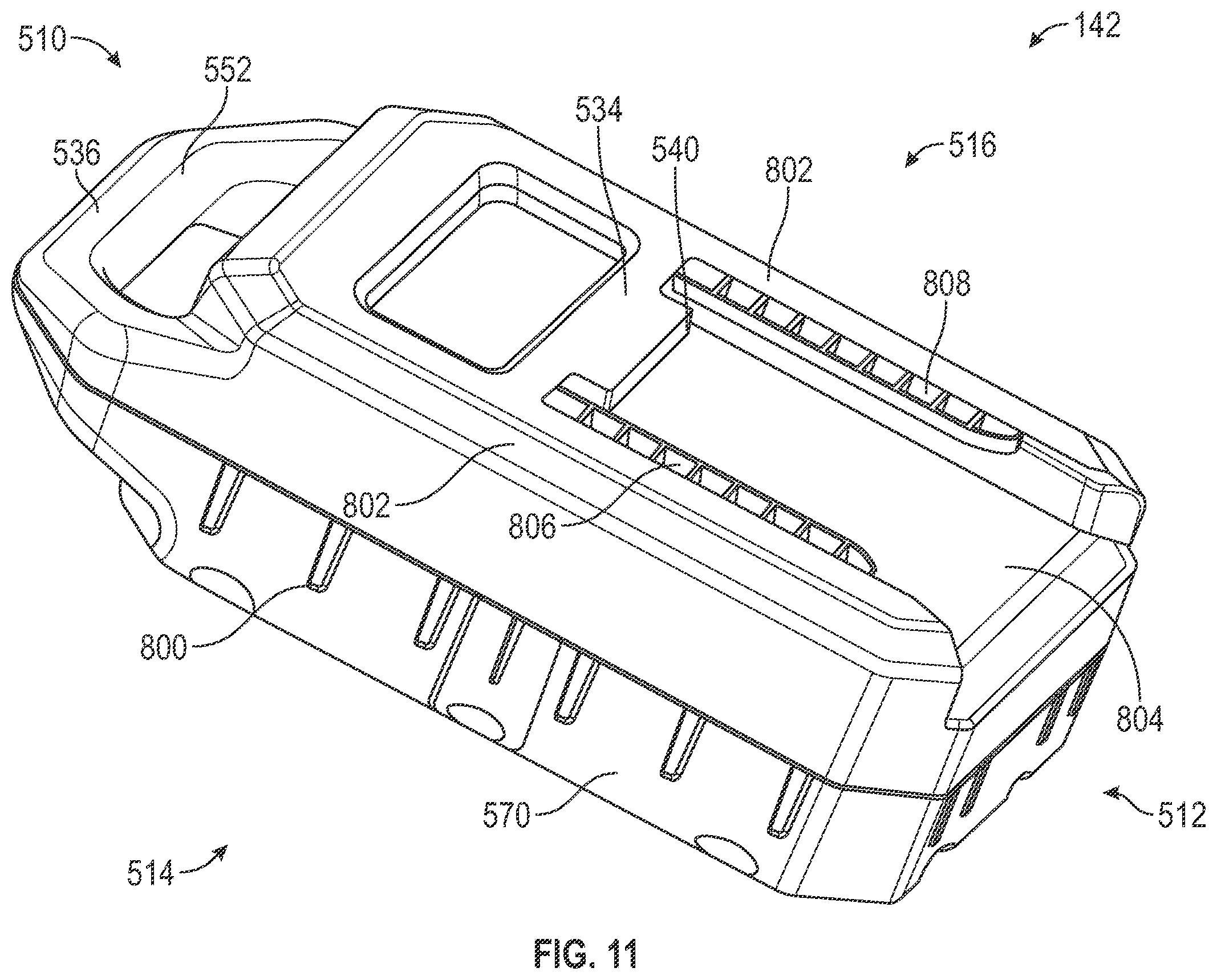 Patent US12576746 Figure 11 – Lawn tractor with removable battery packs