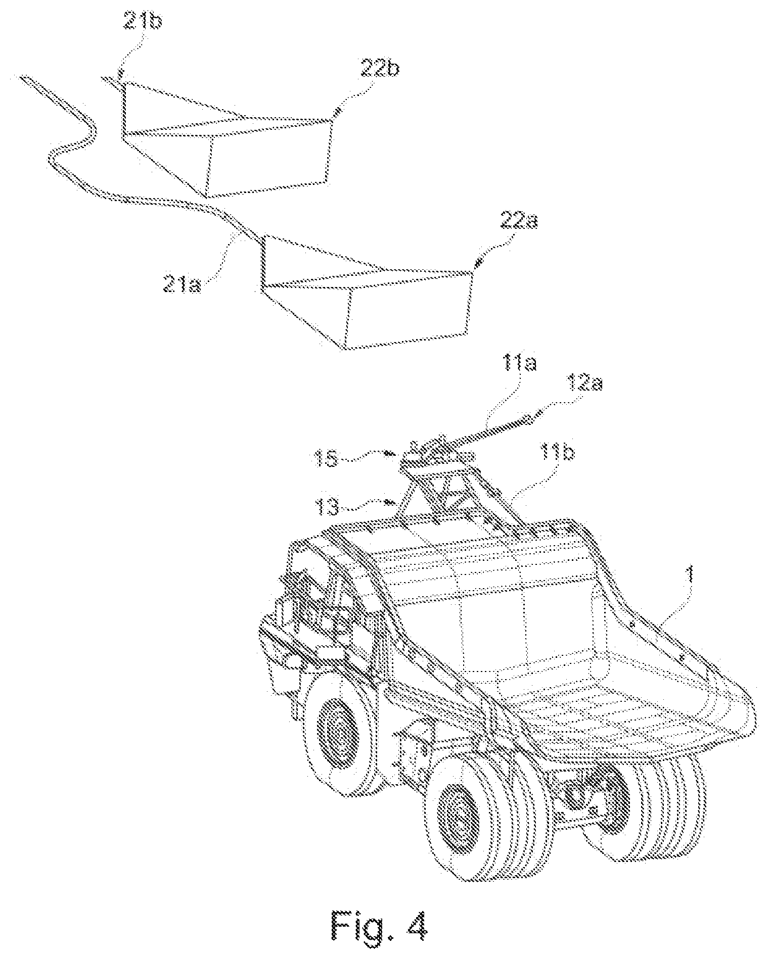 Patent US12576751 Figure 5 – Overhead line system for construction machines for piece good and bulk material transport and construction machine