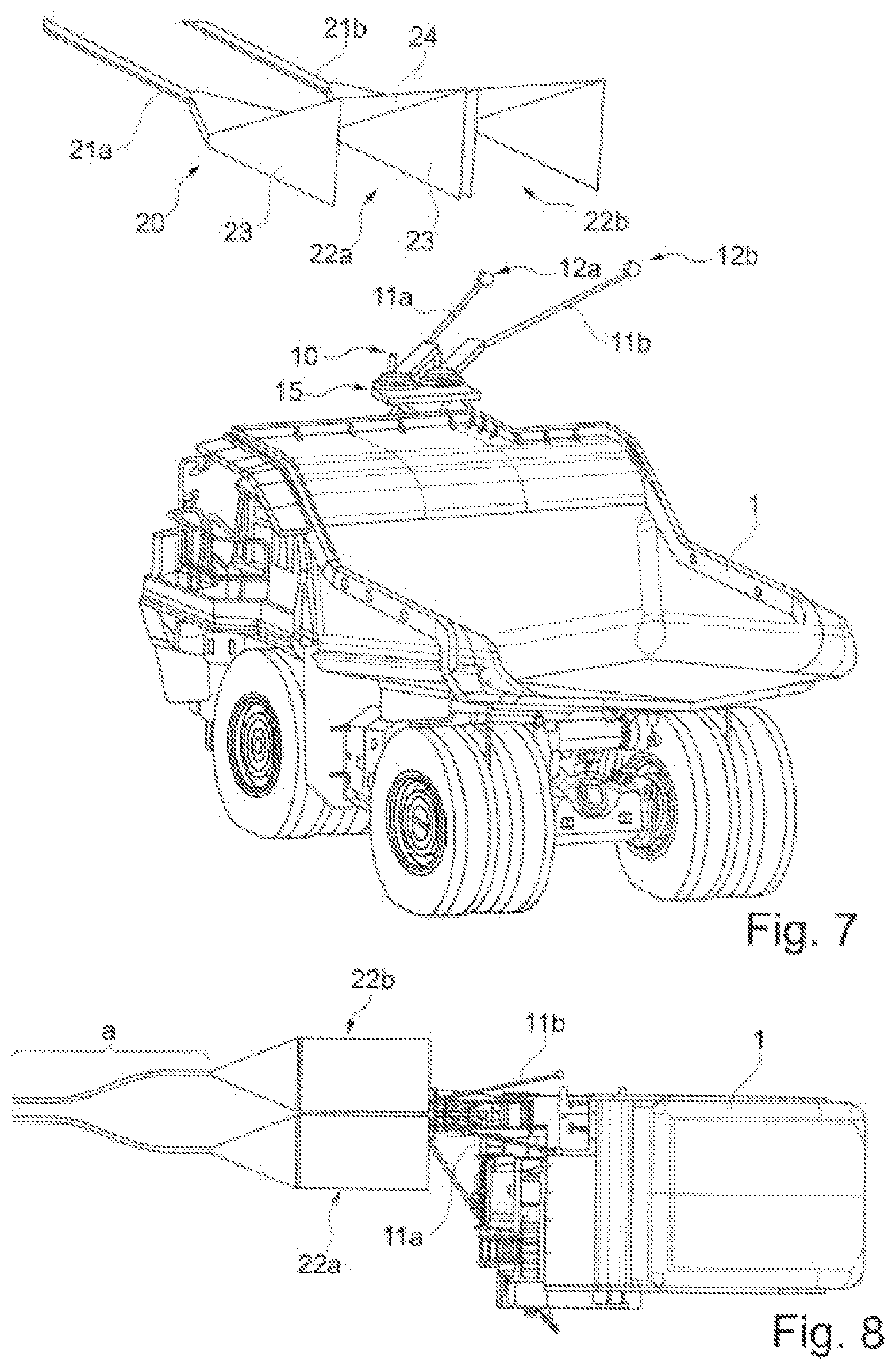 Patent US12576751 Figure 11 – Overhead line system for construction machines for piece good and bulk material transport and construction machine