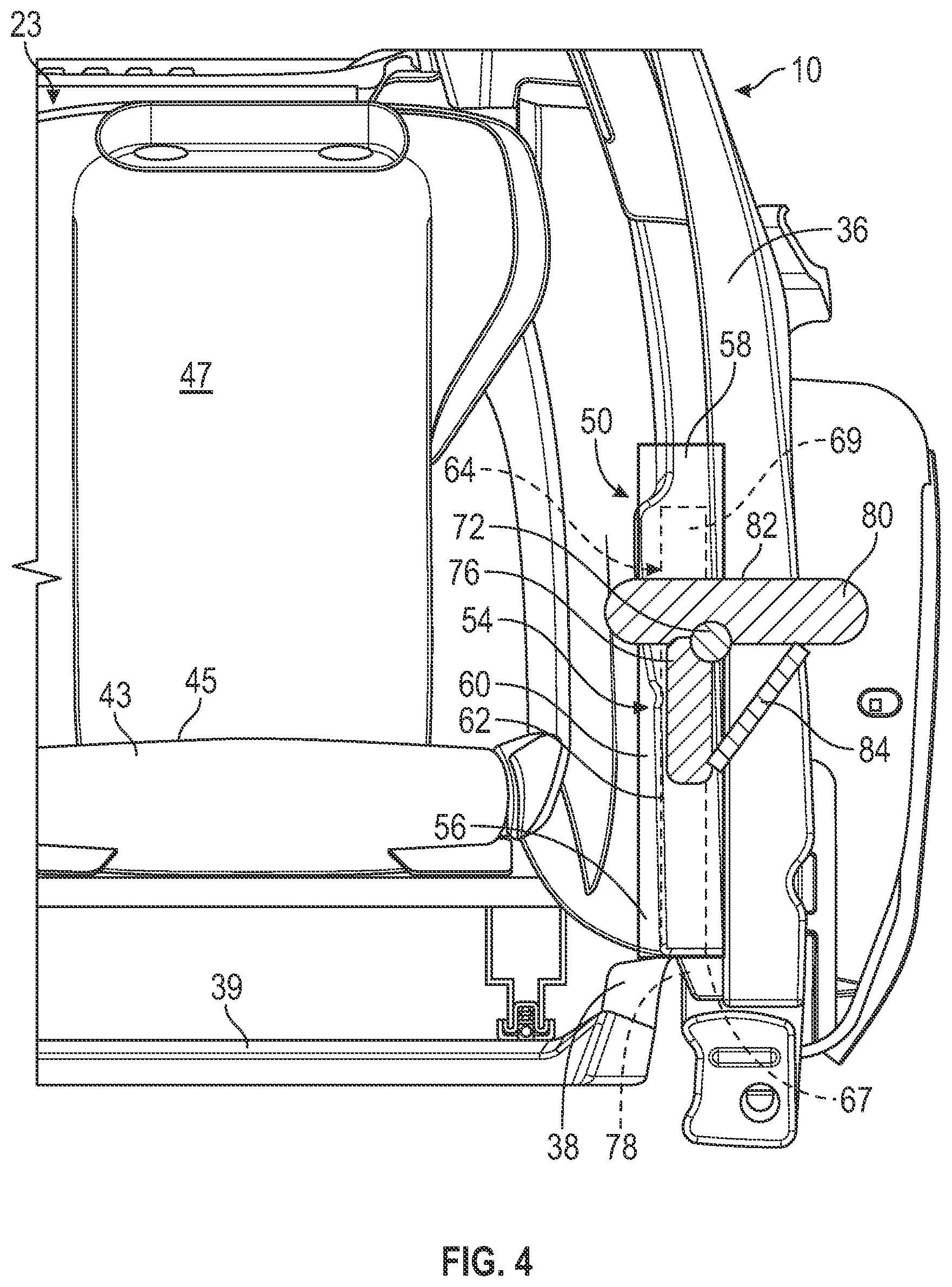 Patent US12576753 Figure 4 – Entry and egress system for a vehicle
