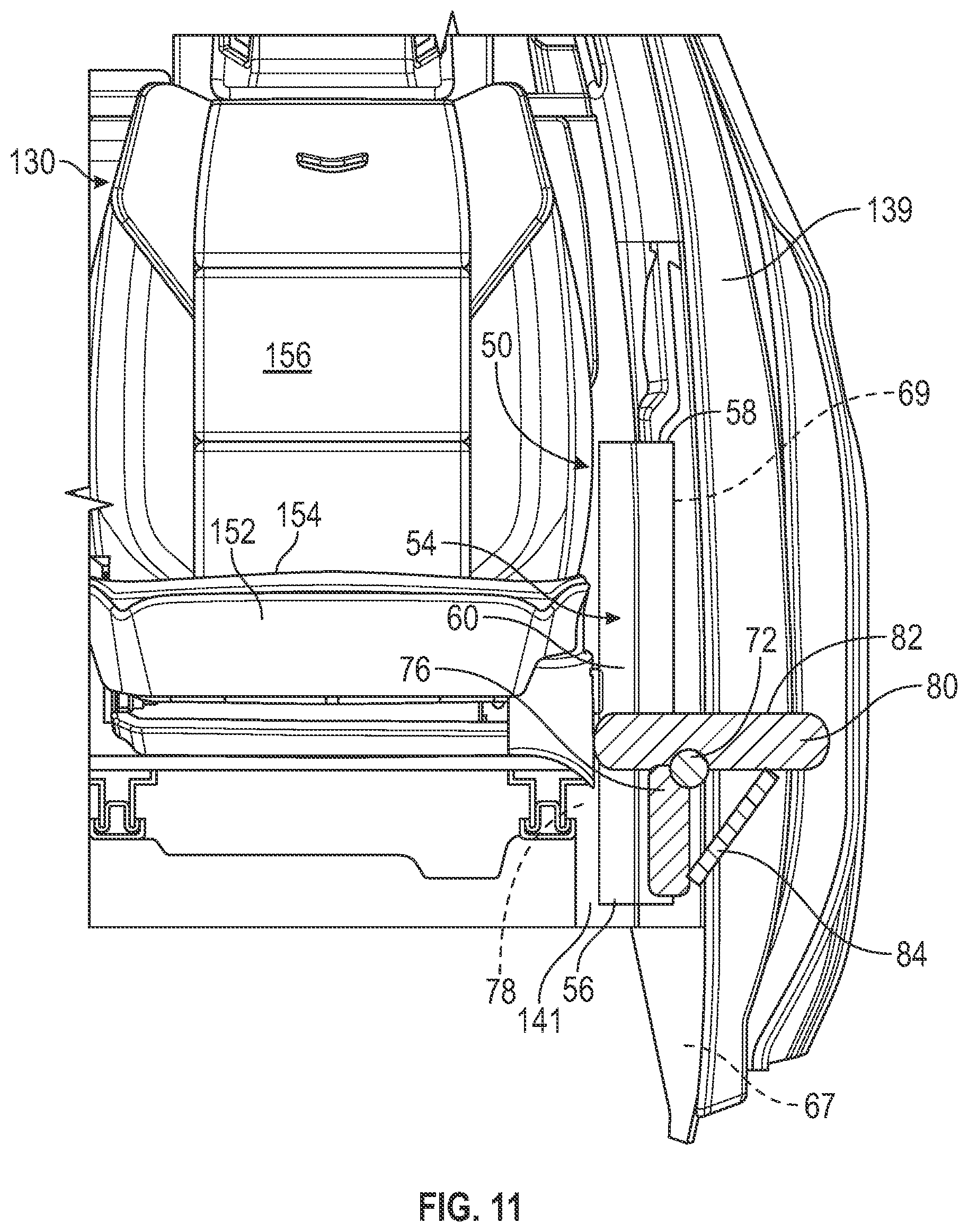 Patent US12576753 Figure 11 – Entry and egress system for a vehicle