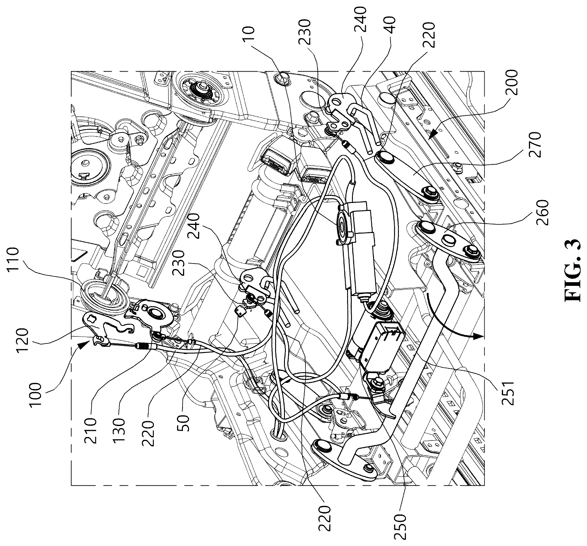Patent US12576755 Figure 3 – Walk-in apparatus of vehicular seat