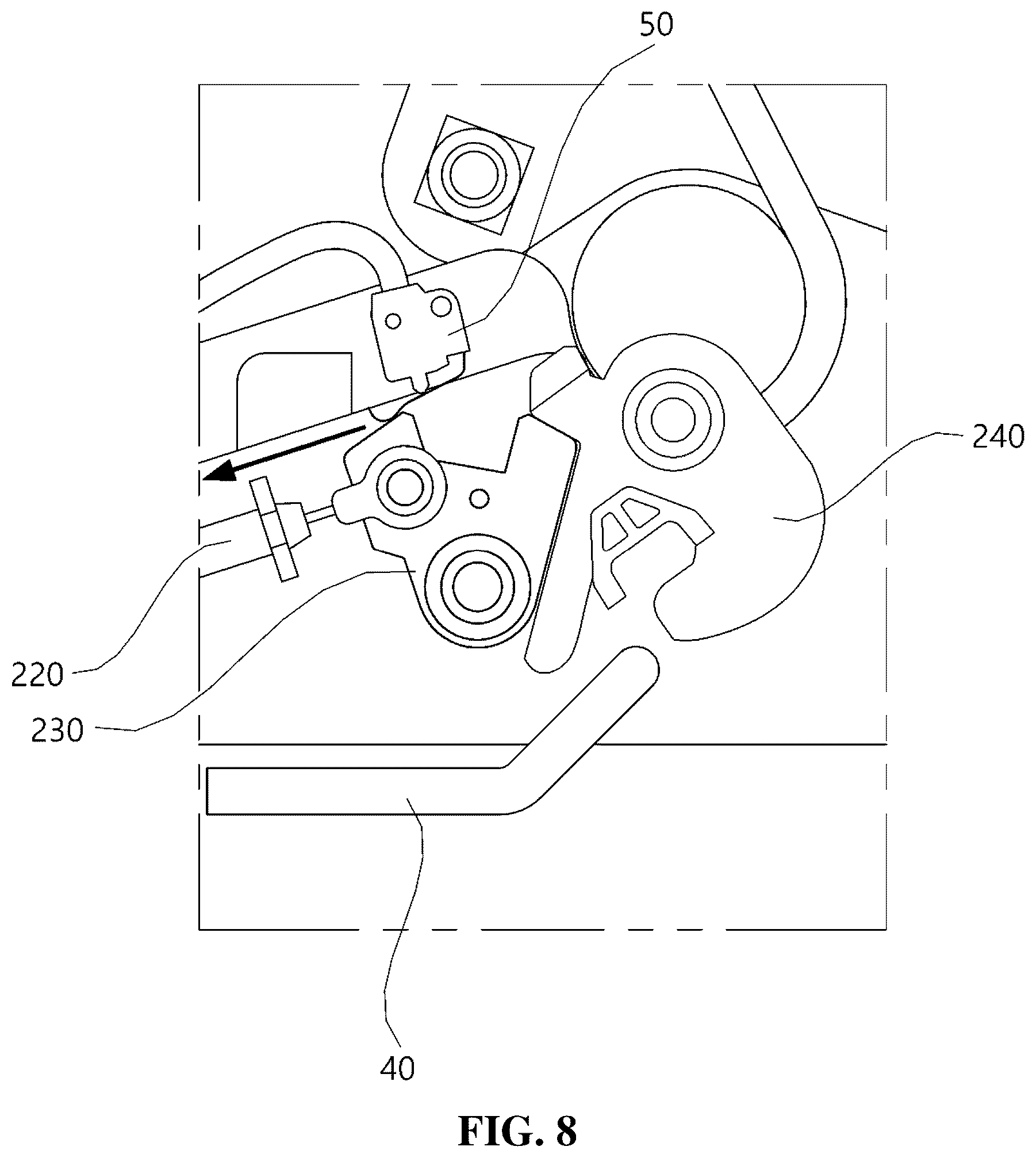 Patent US12576755 Figure 8 – Walk-in apparatus of vehicular seat