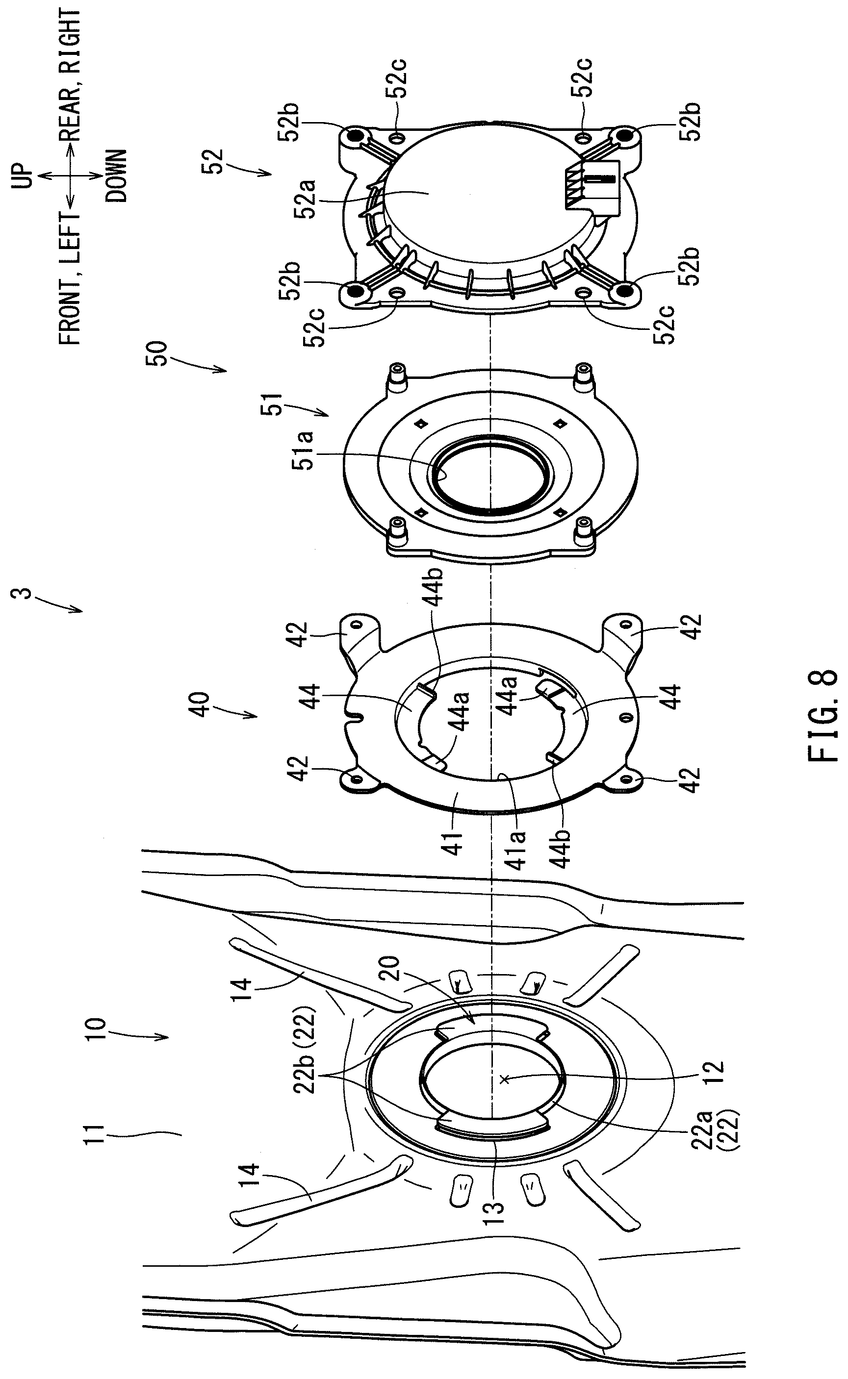 Patent US12576759 Figure 8 – Air conditioning flow channel unit for seat