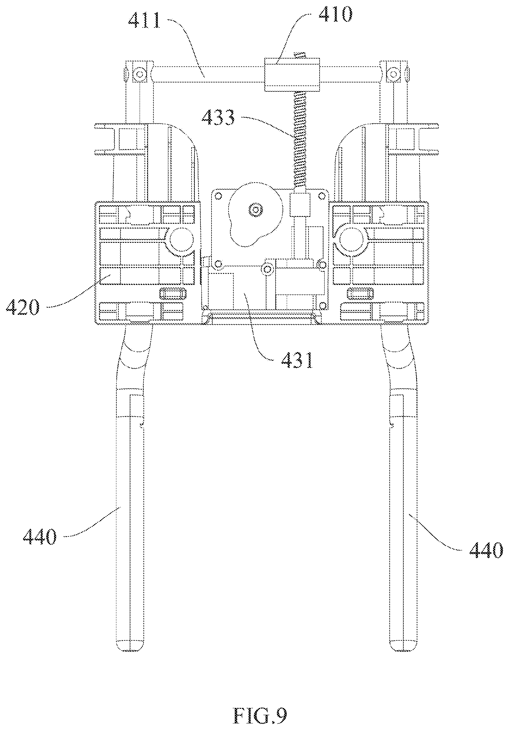 Patent US12576763 Figure 9 – Adjustment assembly and headrest