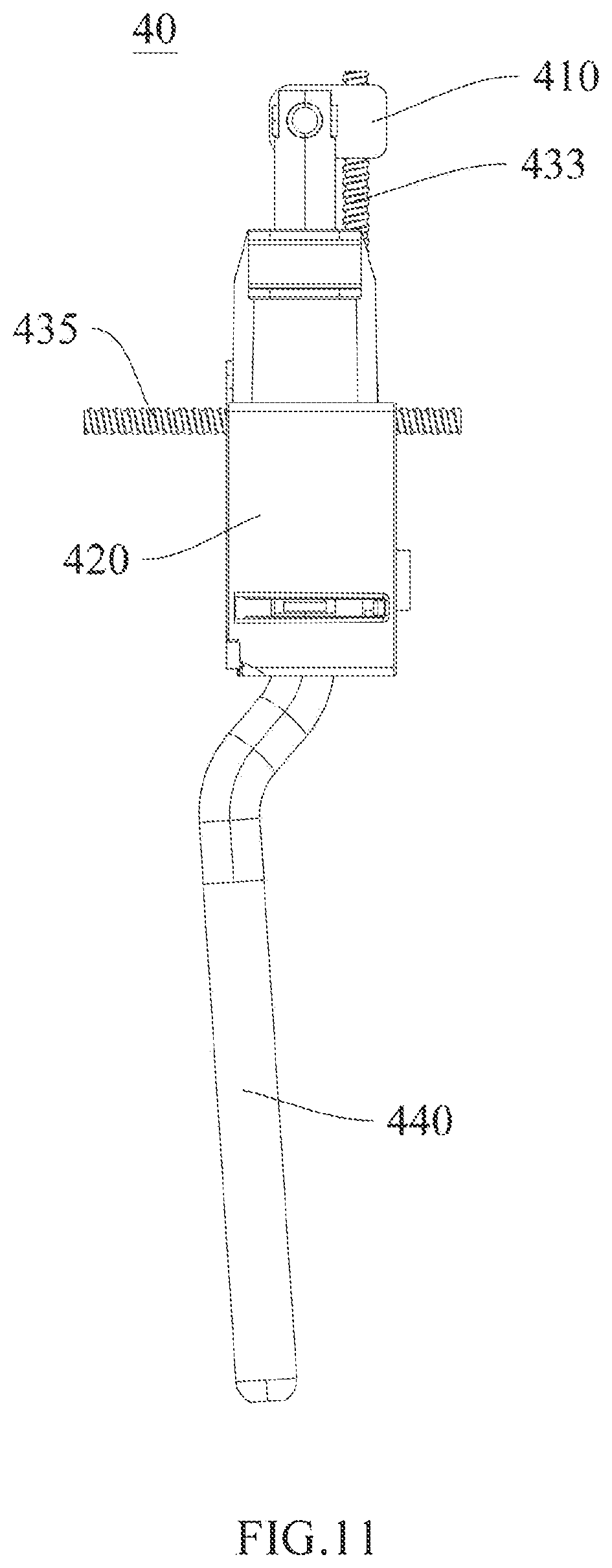 Patent US12576763 Figure 11 – Adjustment assembly and headrest