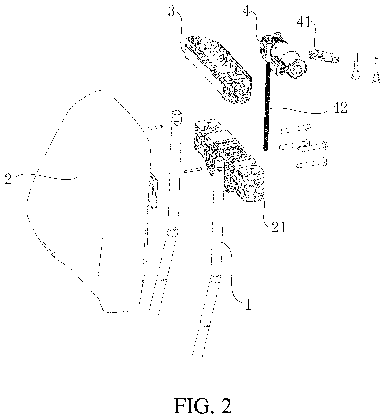 Patent US12576764 Figure 2 – Large-stroke electric headrest structure for car seat