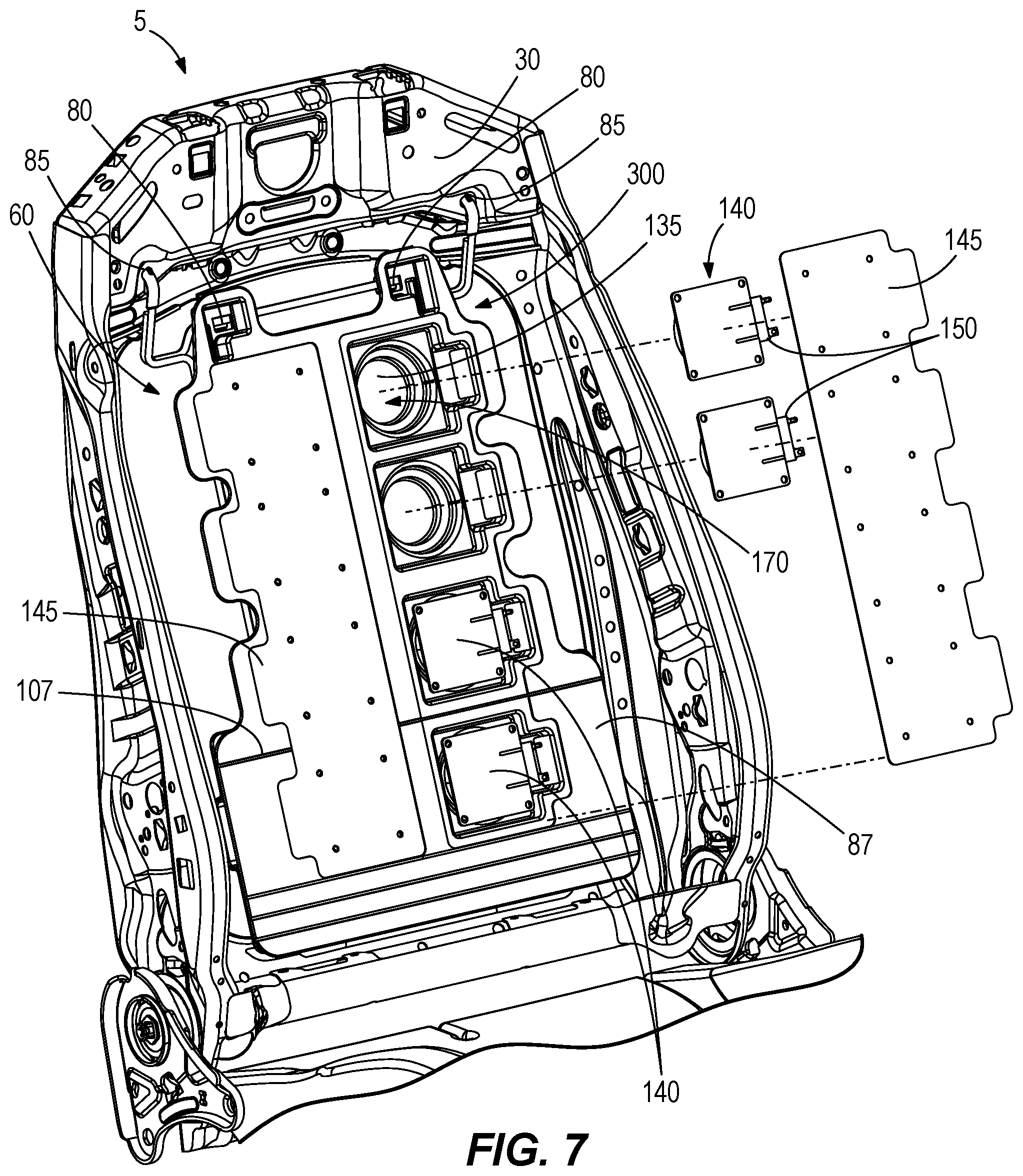 Patent US12576767 Figure 7 – Reduction of coil compression in exciter-based seat massage system