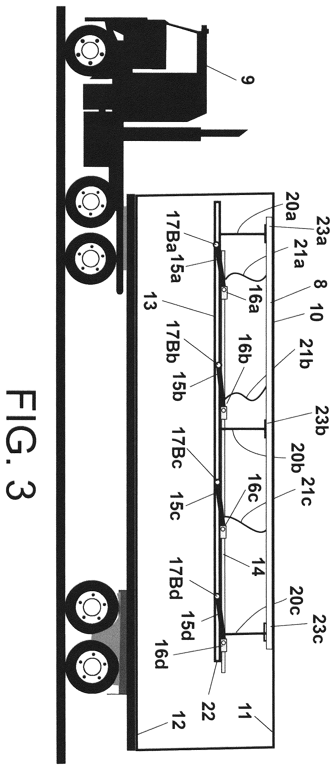 Patent US12576773 Figure 3 – Convertible trailer system for hauling general cargo or liquid in bulk