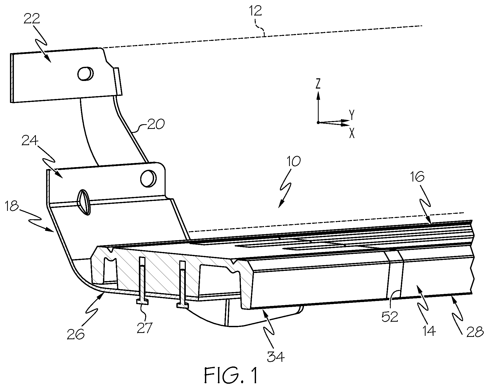 Patent US12576786 Figure 1 – Running board assemblies formed by multi-piece bodies