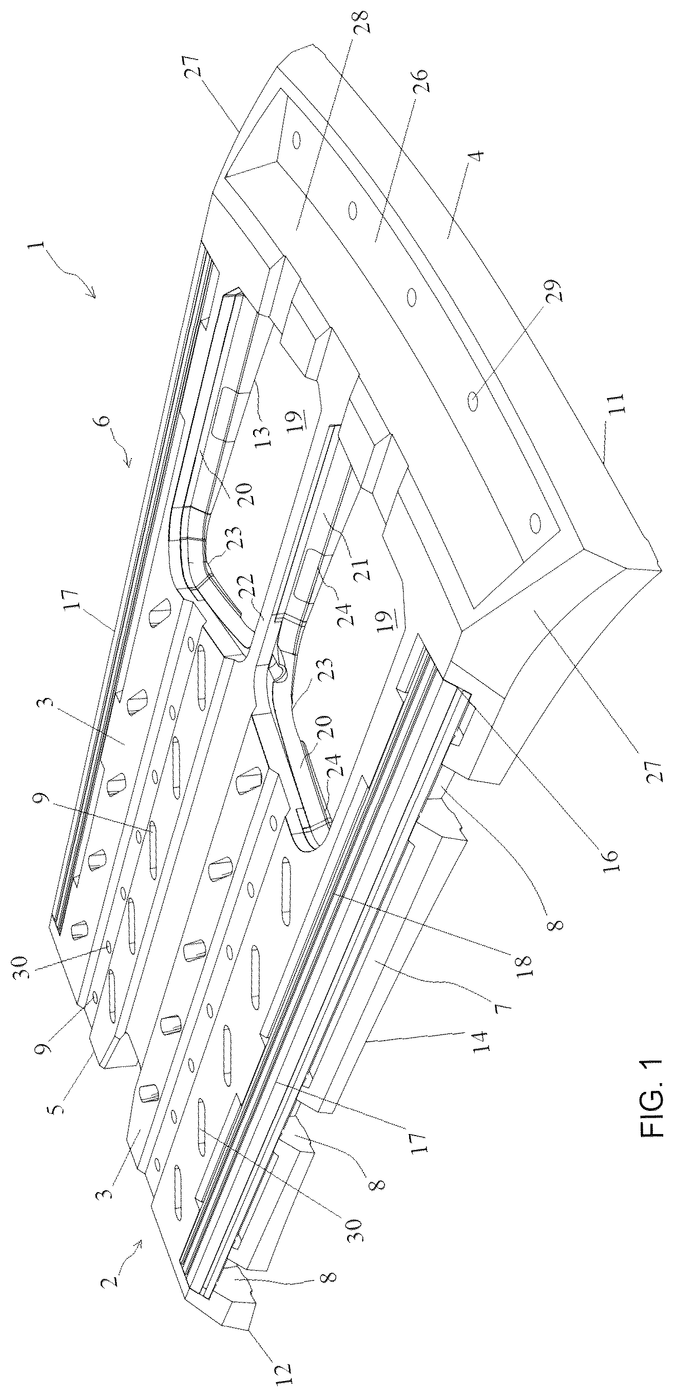 Patent US12576788 Figure 1 – Vehicle roof support platform