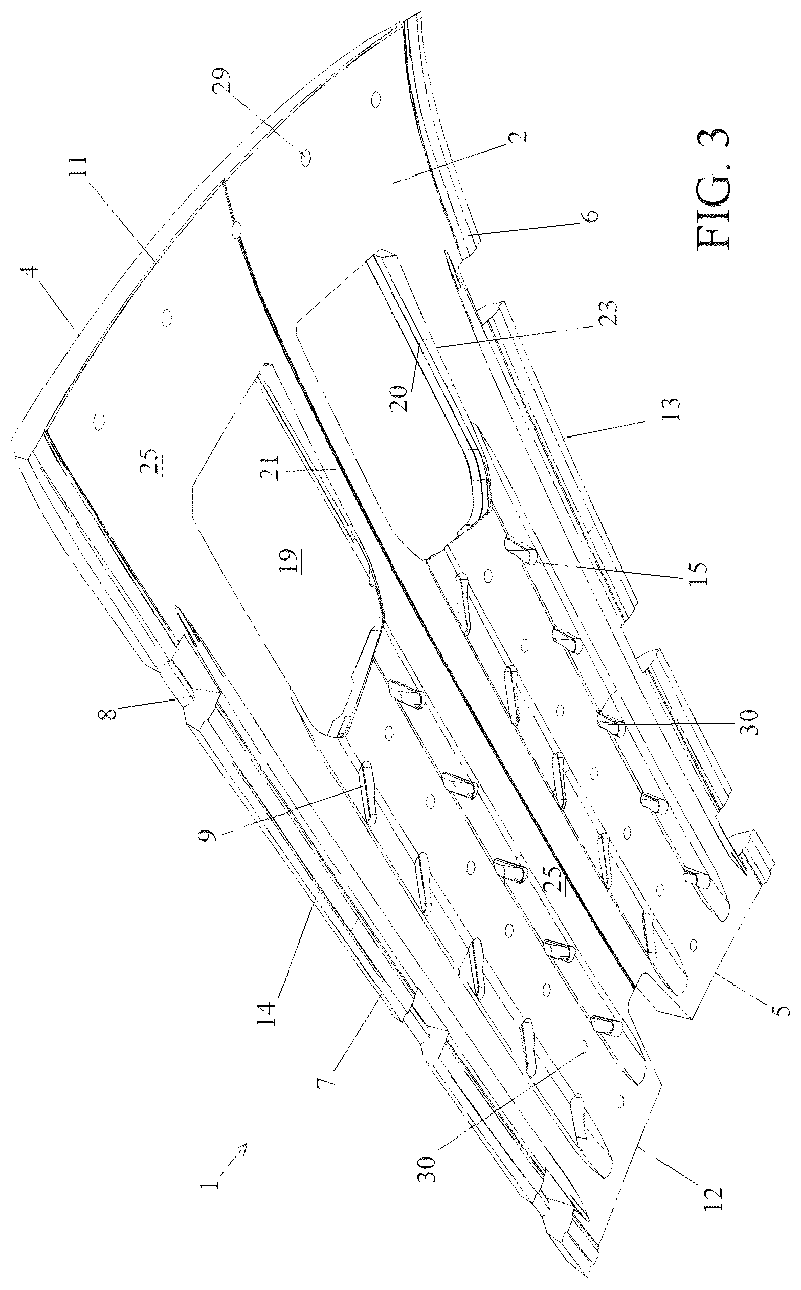 Patent US12576788 Figure 3 – Vehicle roof support platform