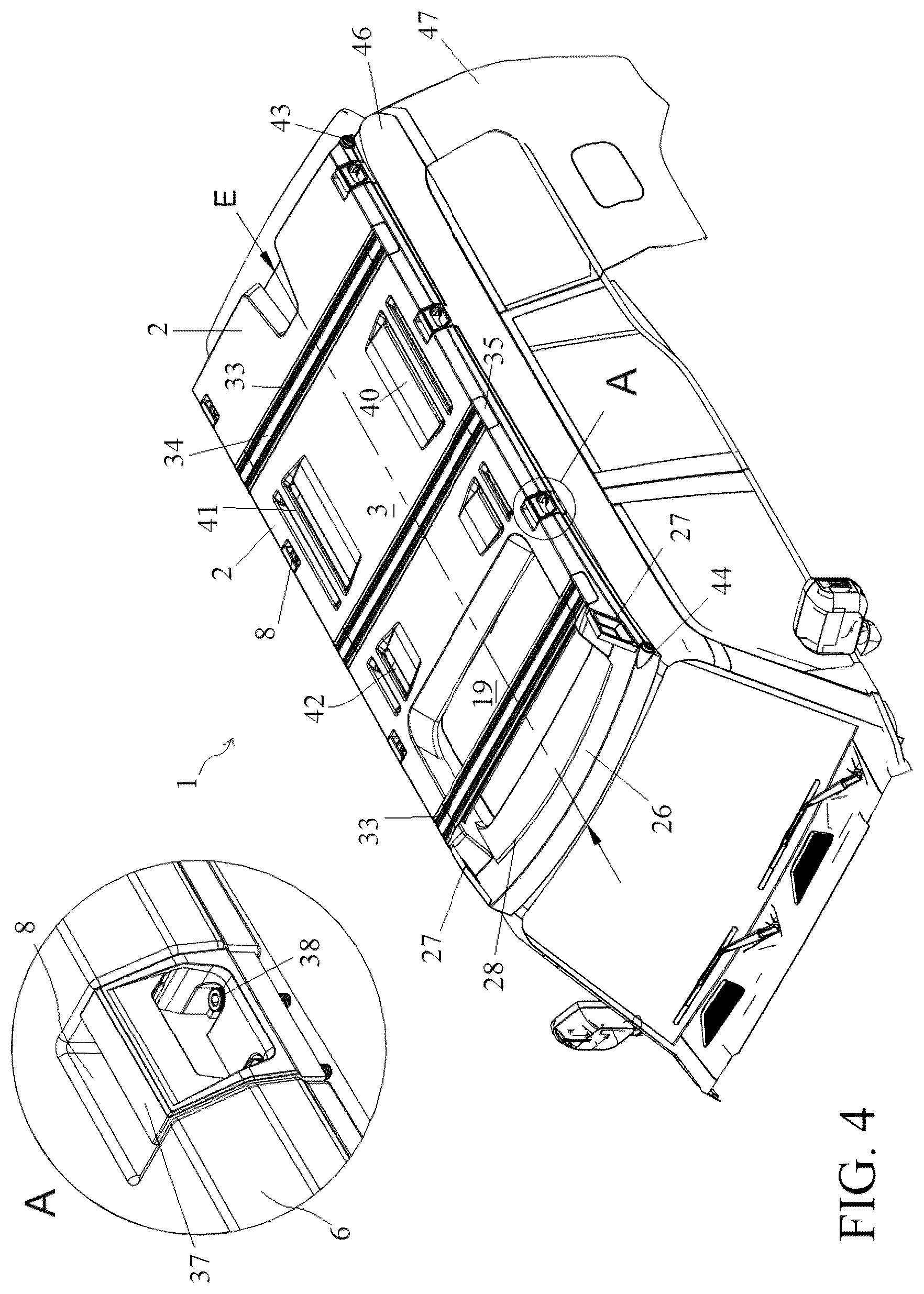 Patent US12576788 Figure 4 – Vehicle roof support platform