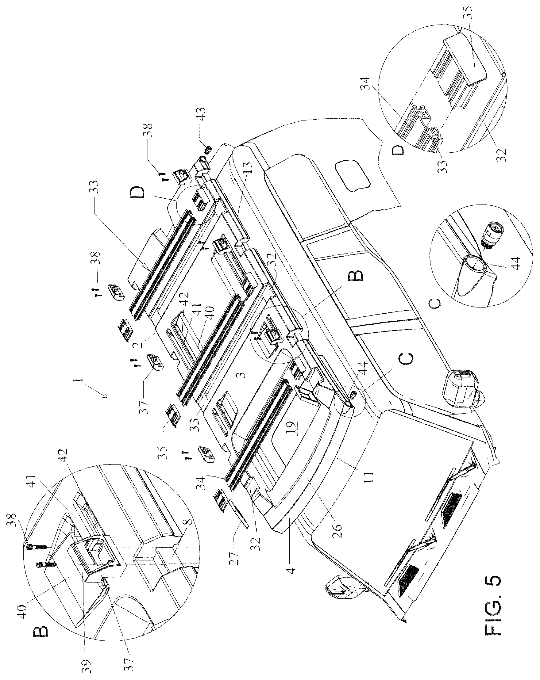 Patent US12576788 Figure 5 – Vehicle roof support platform