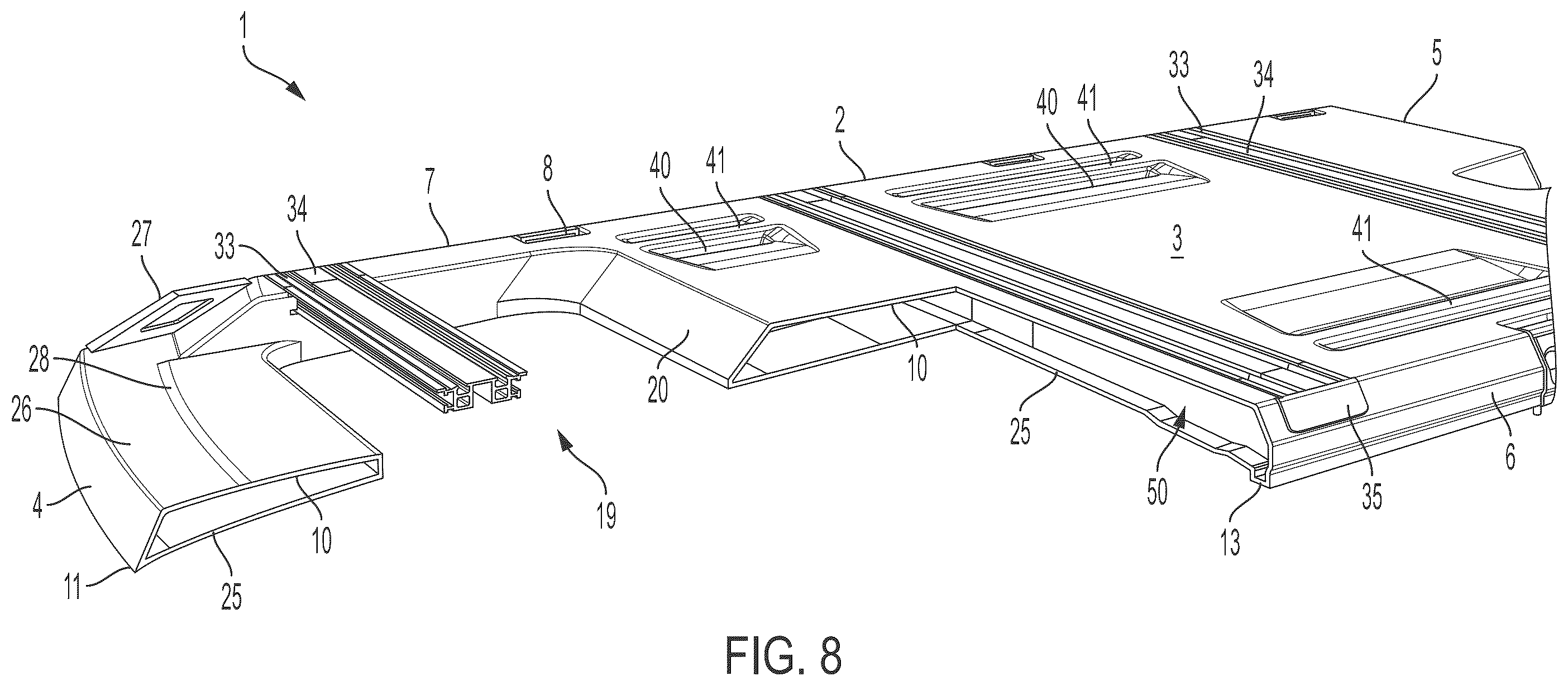 Patent US12576788 Figure 8 – Vehicle roof support platform