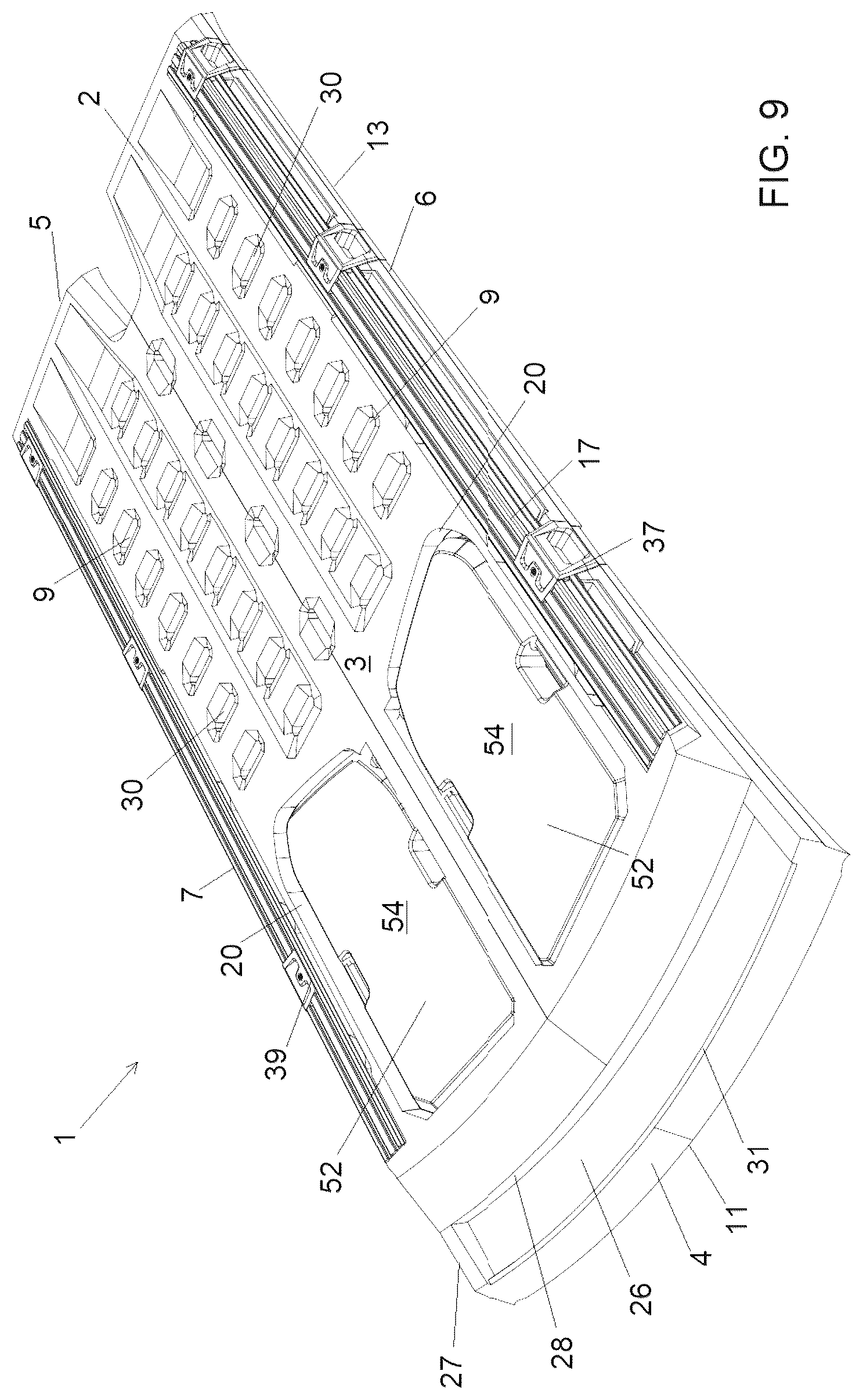 Patent US12576788 Figure 9 – Vehicle roof support platform