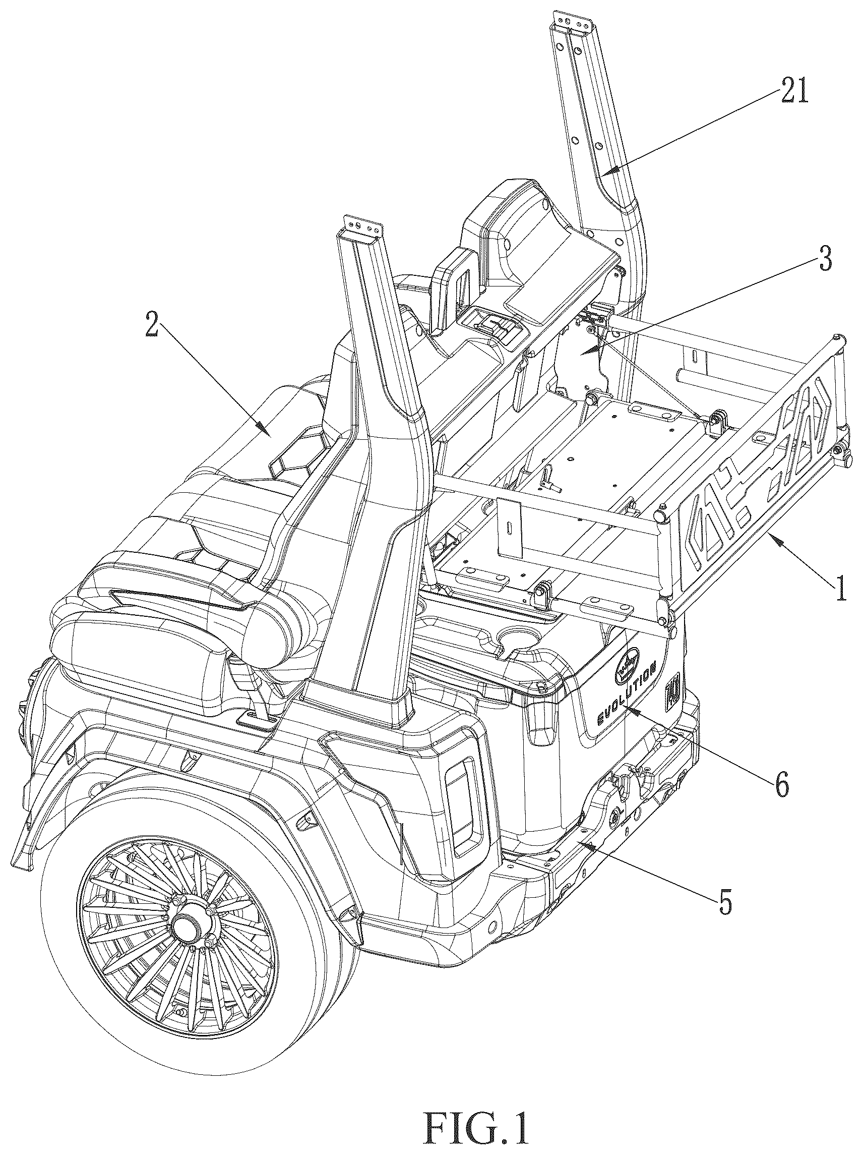 Patent US12576790 Figure 1 – Electric cart and foldable storage basket thereof