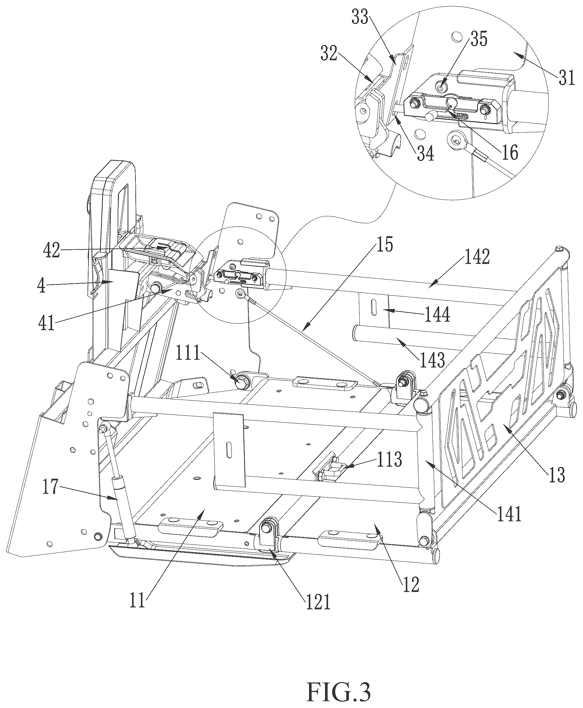 Patent US12576790 Figure 3 – Electric cart and foldable storage basket thereof