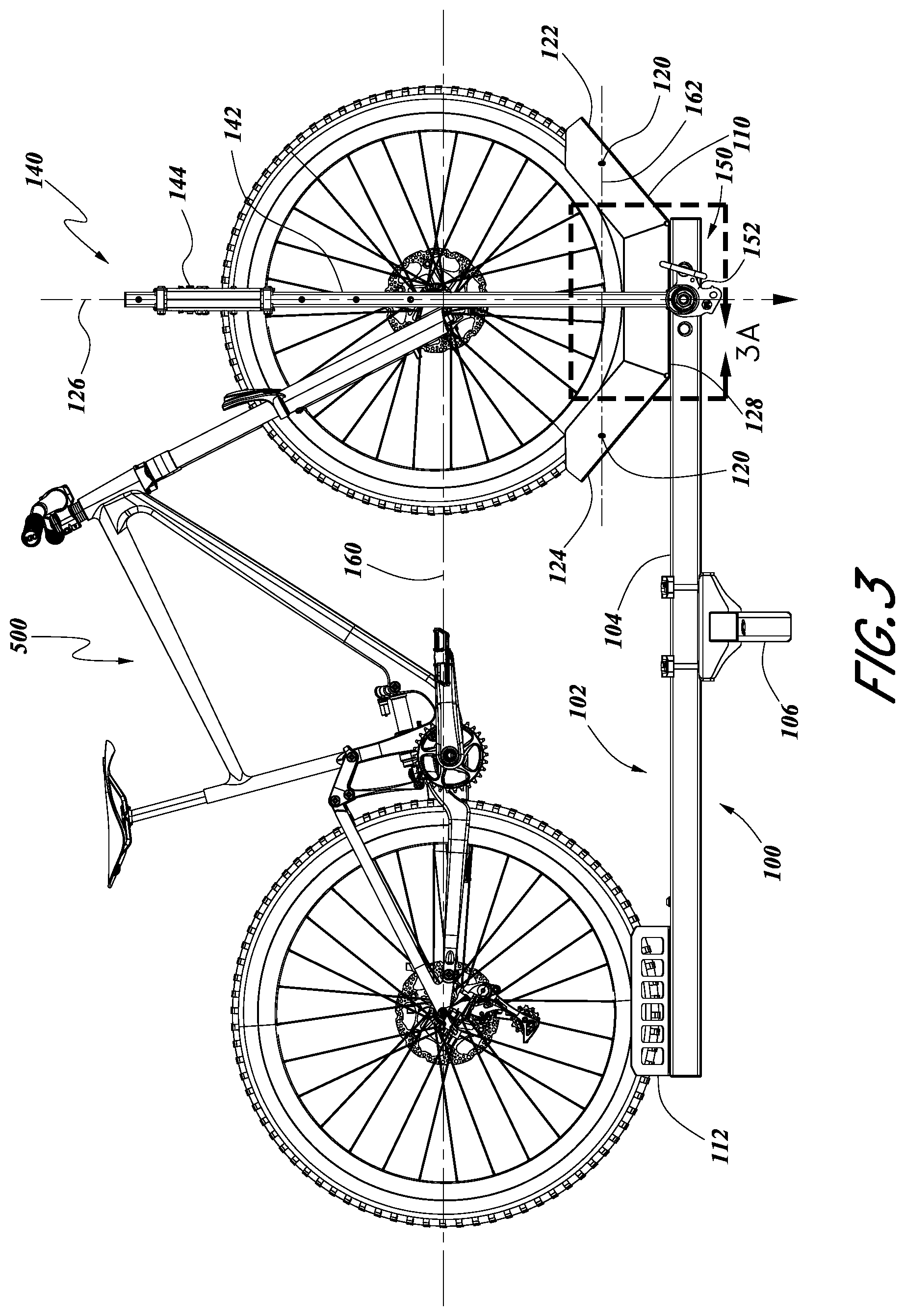 Patent US12576791 Figure 3 – Bicycle rack