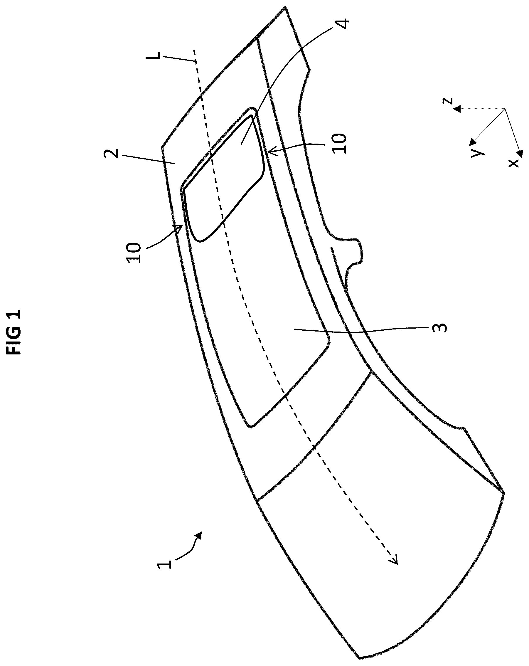 Patent US12576796 Figure 1 – Device for adjusting a display arrangement for a vehicle roof and vehicle roof for a motor vehicle