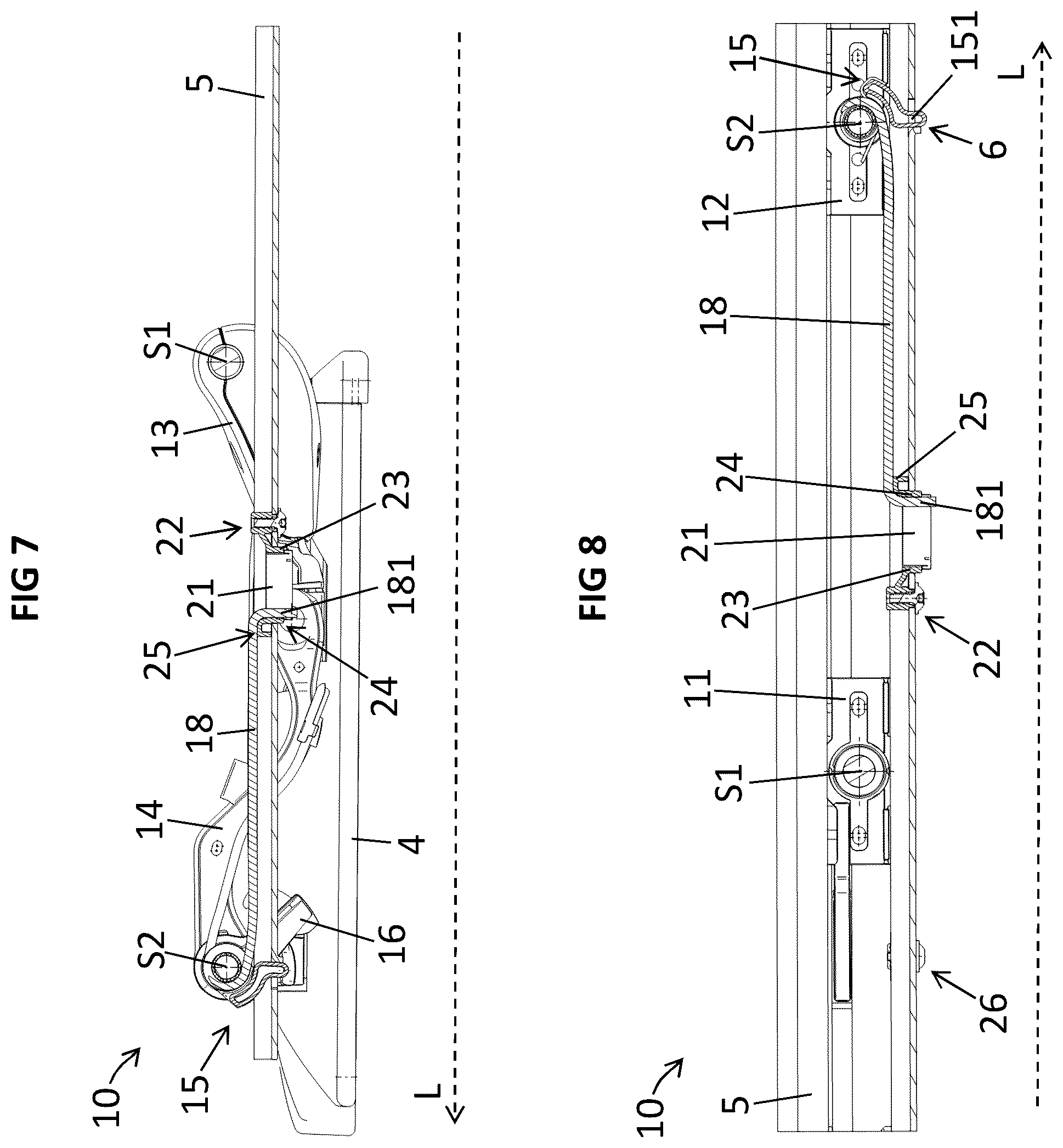 Patent US12576796 Figure 6 – Device for adjusting a display arrangement for a vehicle roof and vehicle roof for a motor vehicle