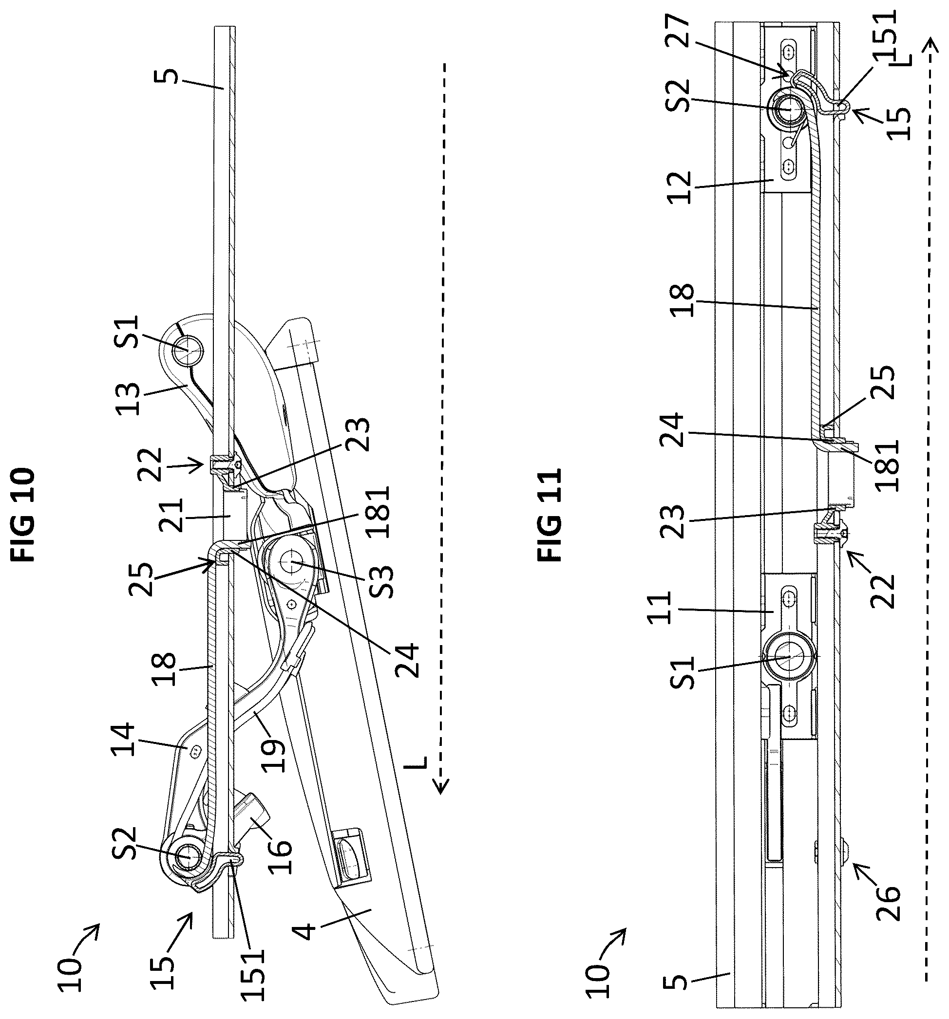 Patent US12576796 Figure 8 – Device for adjusting a display arrangement for a vehicle roof and vehicle roof for a motor vehicle