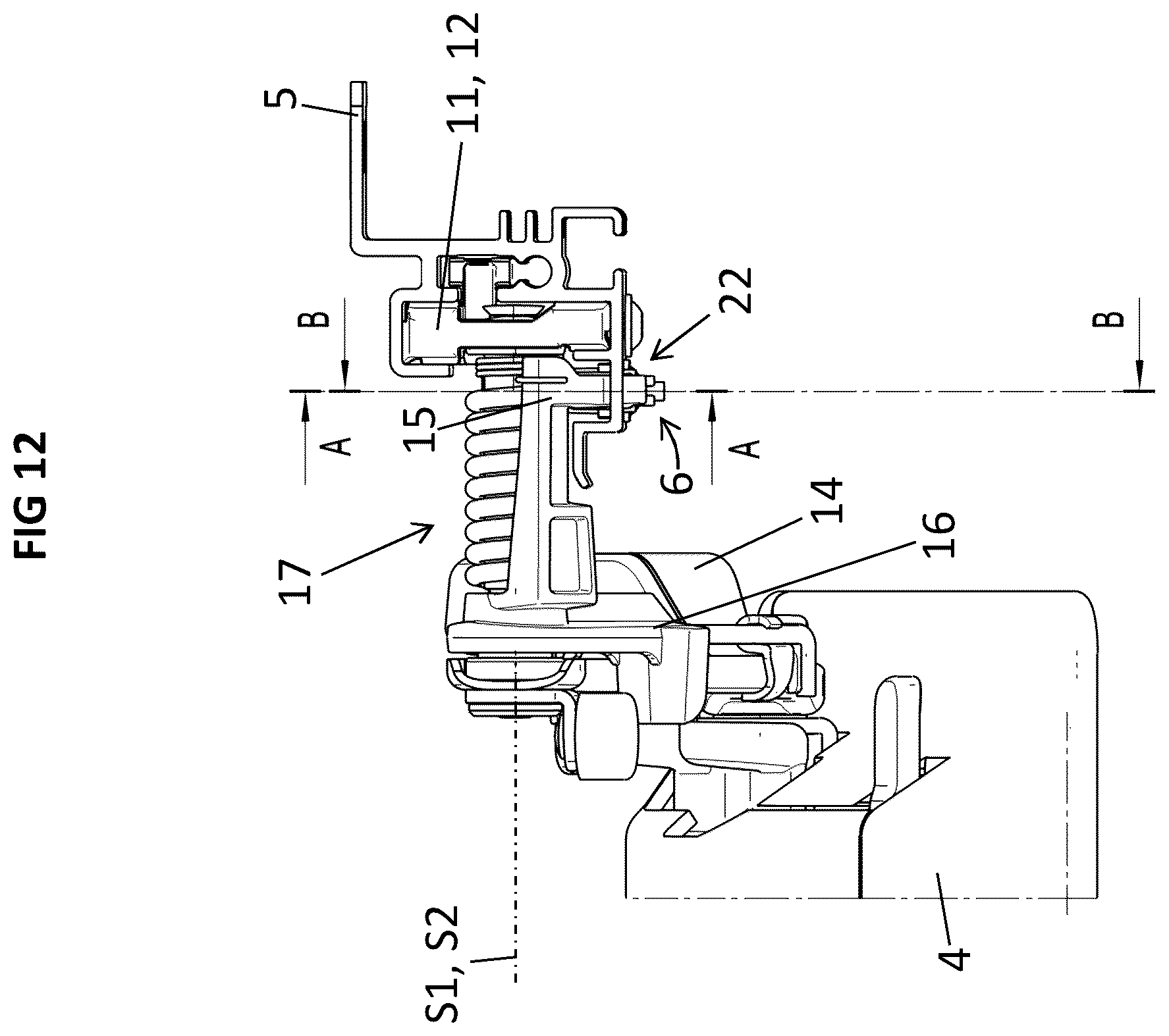 Patent US12576796 Figure 9 – Device for adjusting a display arrangement for a vehicle roof and vehicle roof for a motor vehicle
