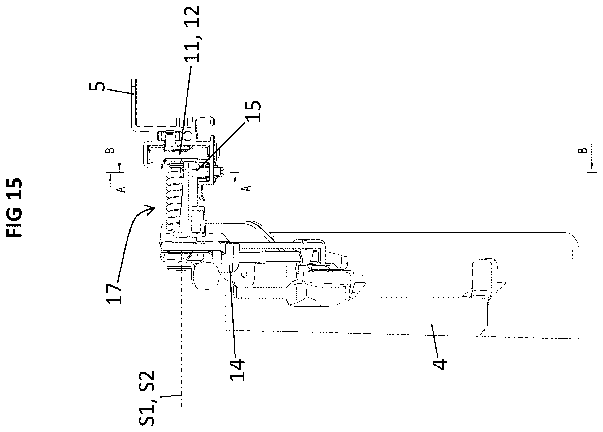 Patent US12576796 Figure 12 – Device for adjusting a display arrangement for a vehicle roof and vehicle roof for a motor vehicle