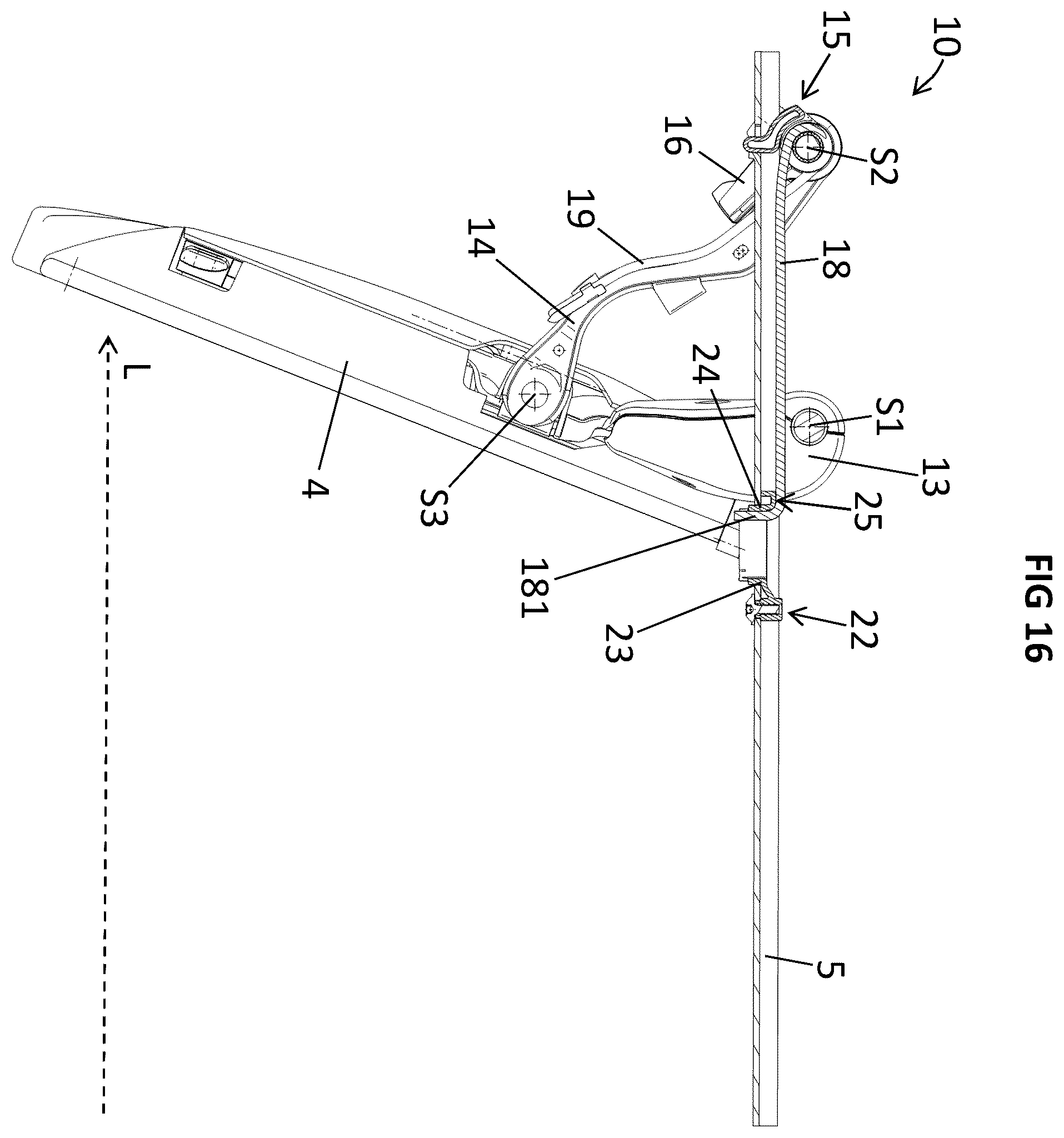 Patent US12576796 Figure 13 – Device for adjusting a display arrangement for a vehicle roof and vehicle roof for a motor vehicle