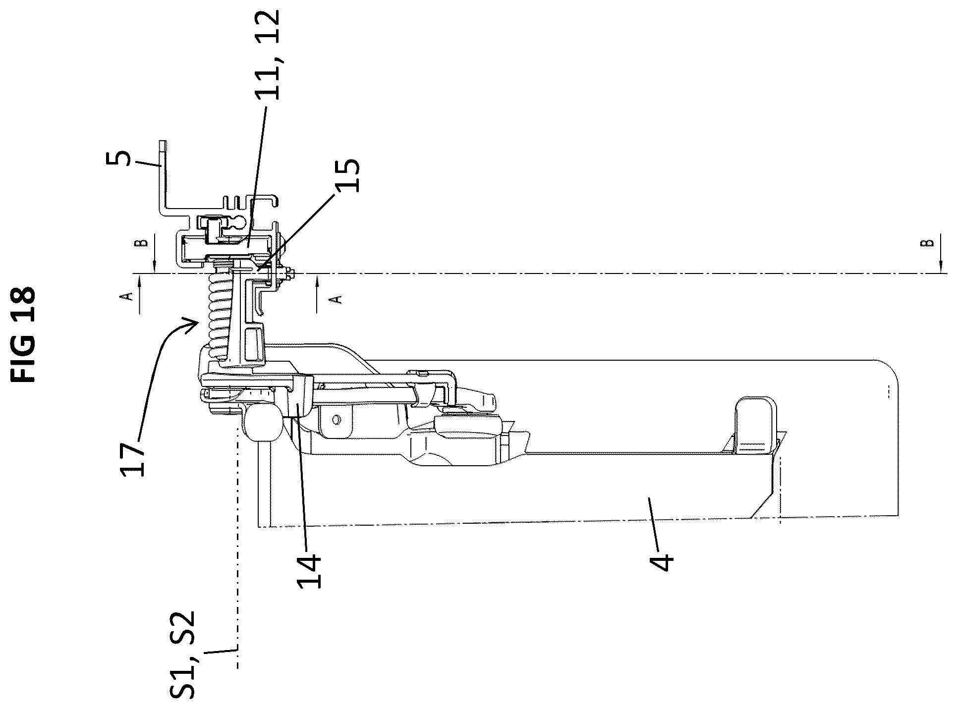 Patent US12576796 Figure 15 – Device for adjusting a display arrangement for a vehicle roof and vehicle roof for a motor vehicle