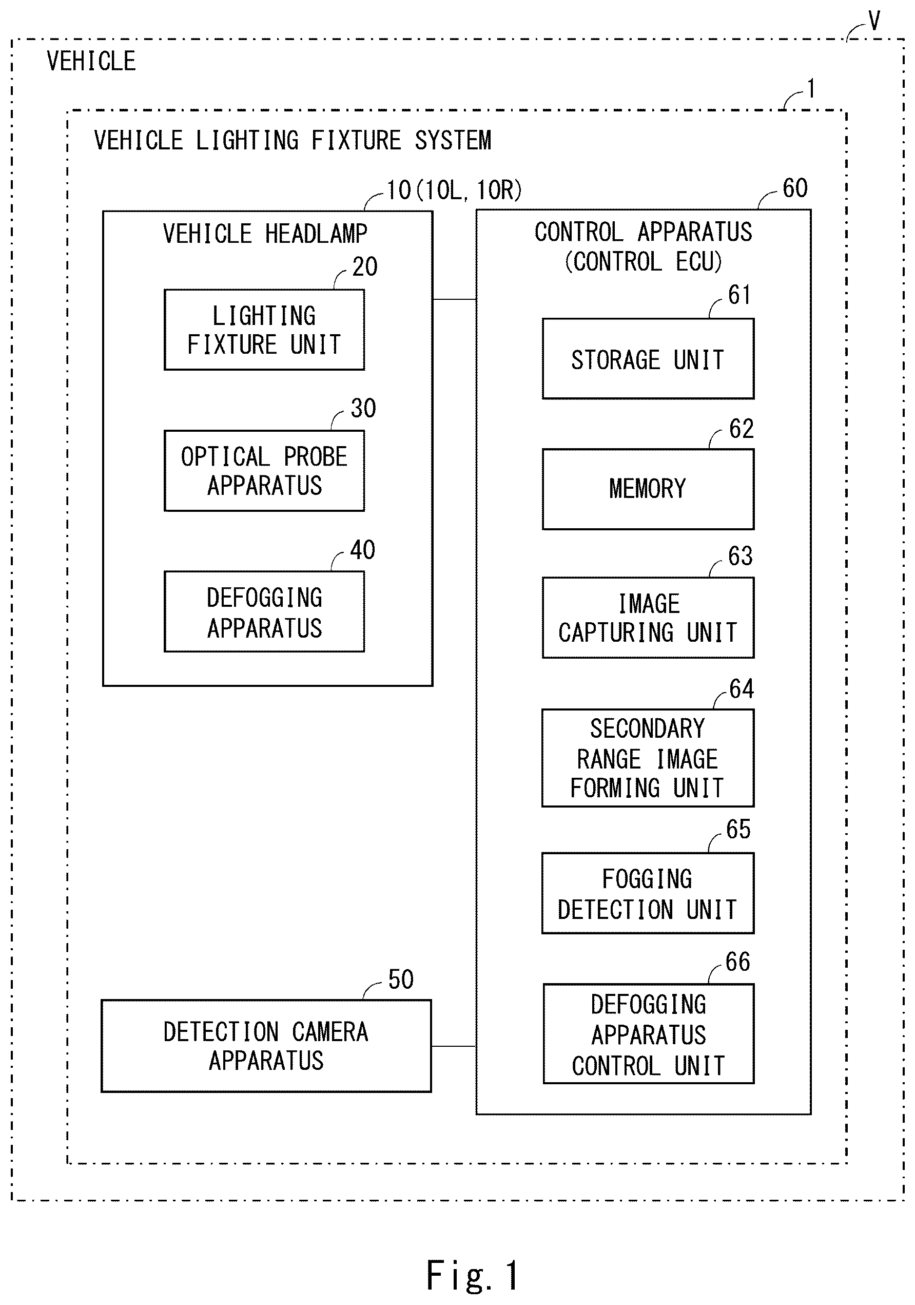 Patent US12576813 Figure 1 – Vehicle headlamp with optical deflection