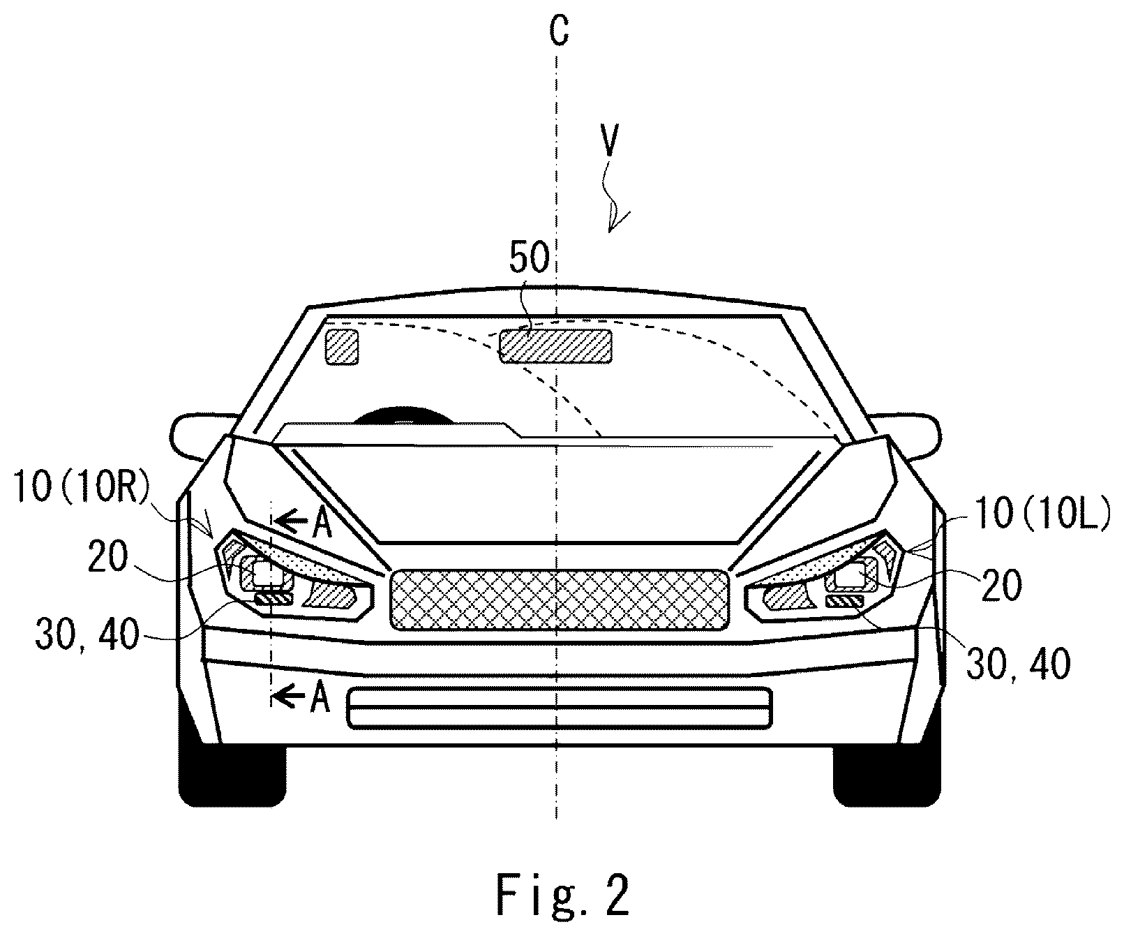 Patent US12576813 Figure 2 – Vehicle headlamp with optical deflection