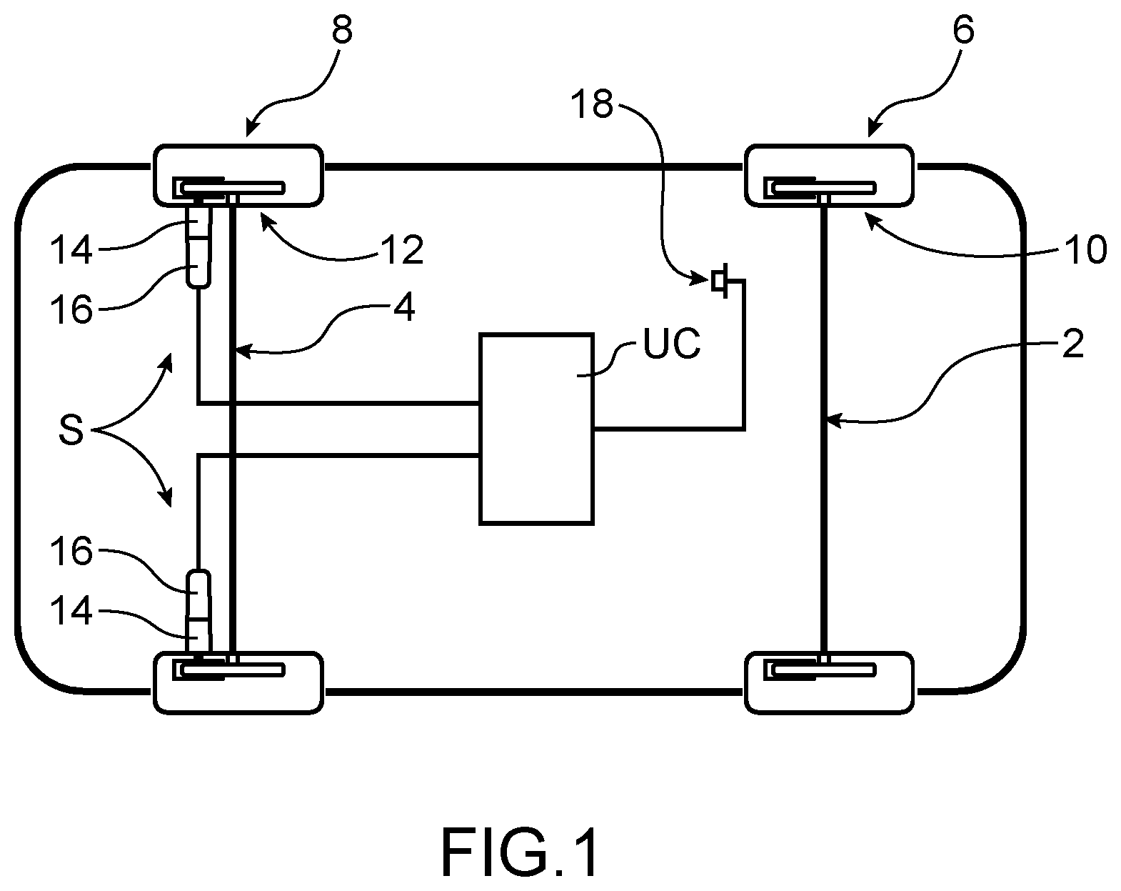 Patent US12576822 Figure 1 – System for controlling an electric parking brake by pulse width modulation