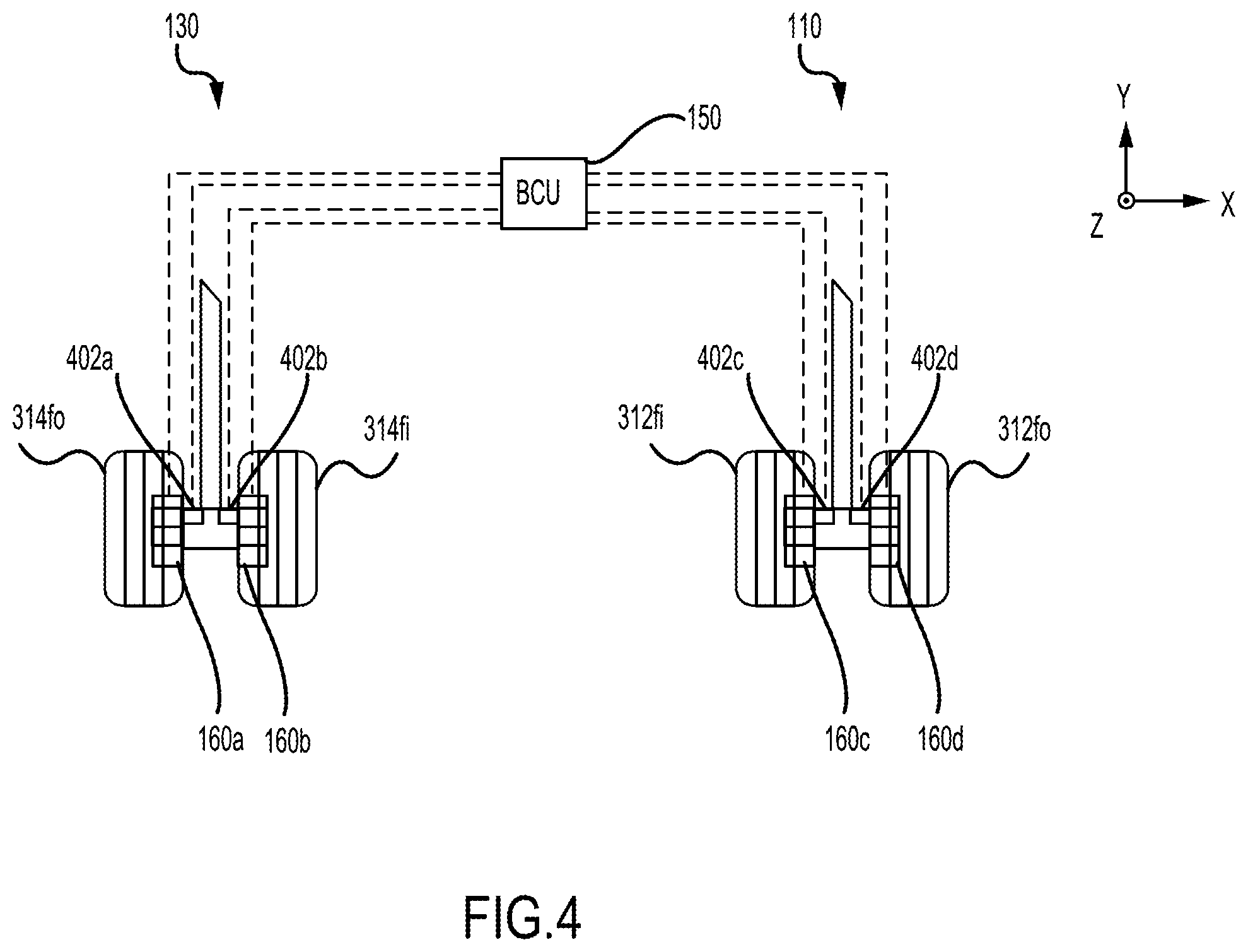 Patent US12576823 Figure 4 – Brake coefficient of friction (μ) estimation for prognostics and health management (PHM) and improved load balance (LB)