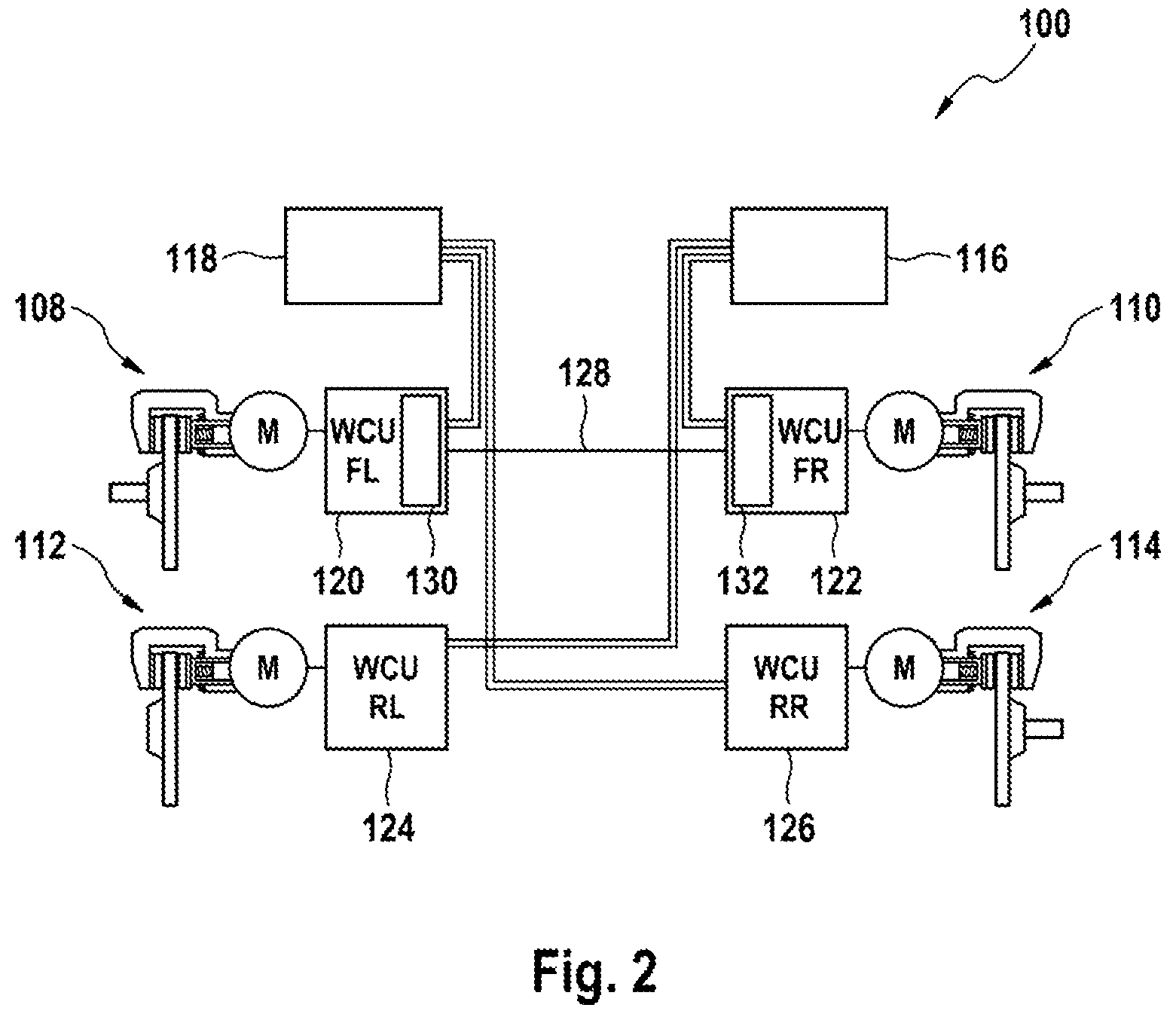 Patent US12576824 Figure 2 – Brake system with at least two energy sources