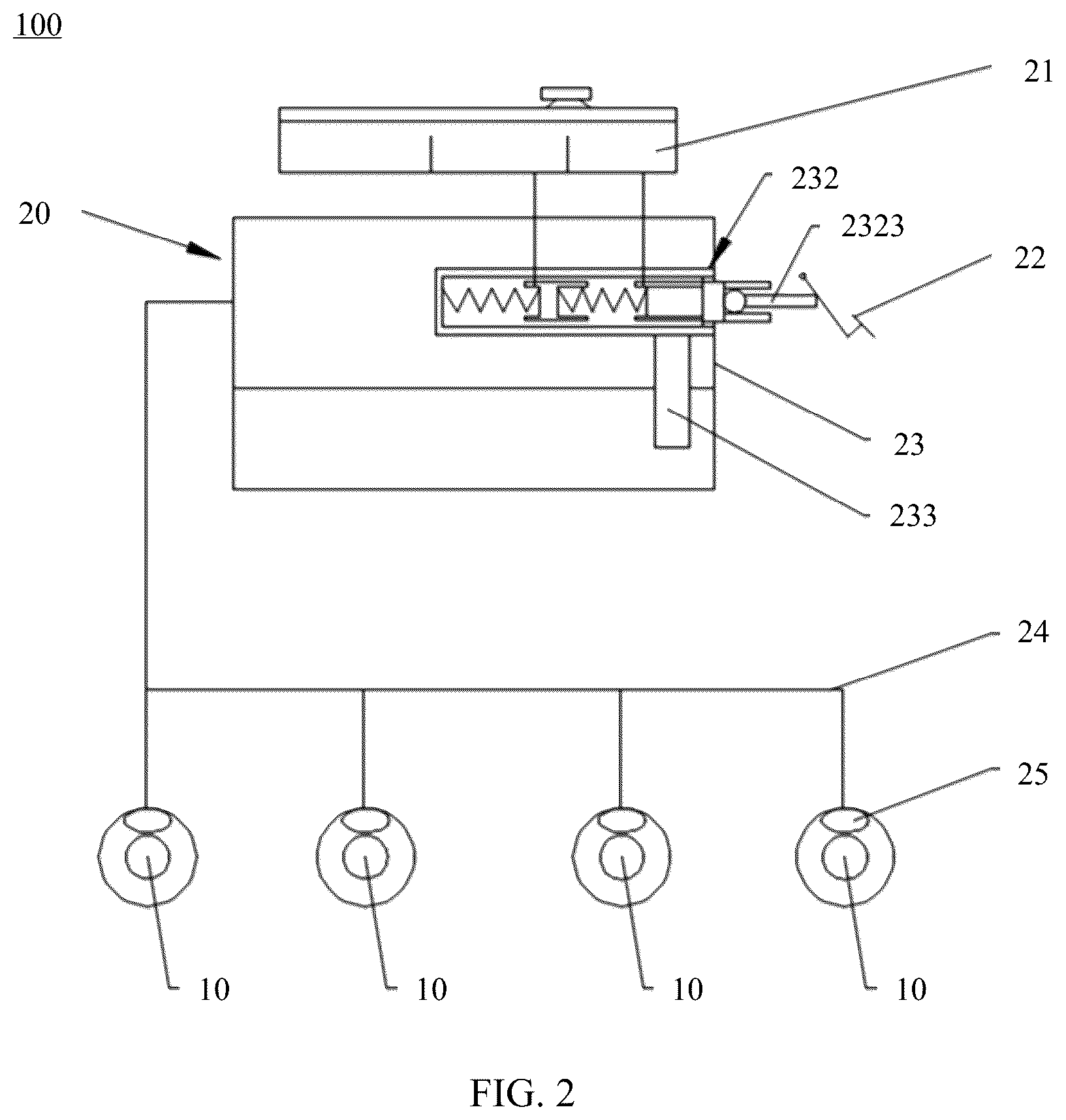 Patent US12576825 Figure 2 – Braking apparatus, braking system, and vehicle