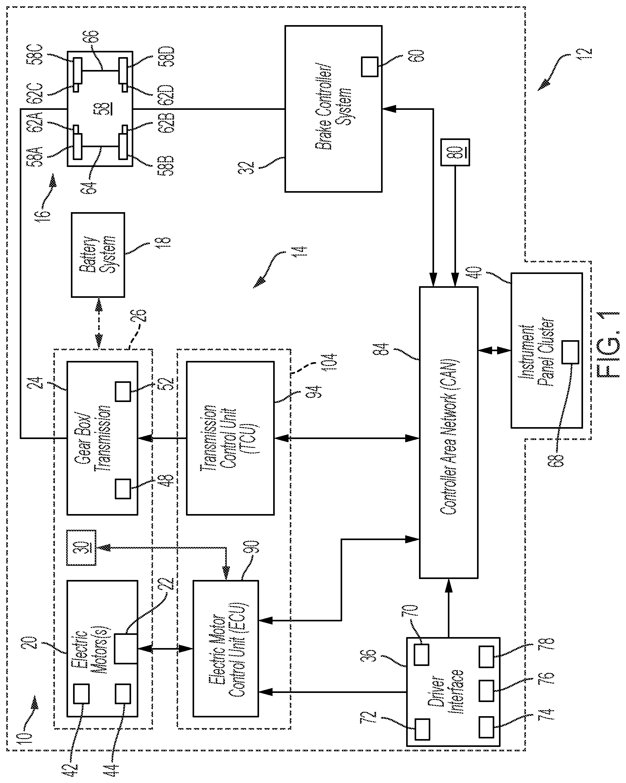Patent US12576827 Figure 1 – Electric vehicle launch control and thermal management