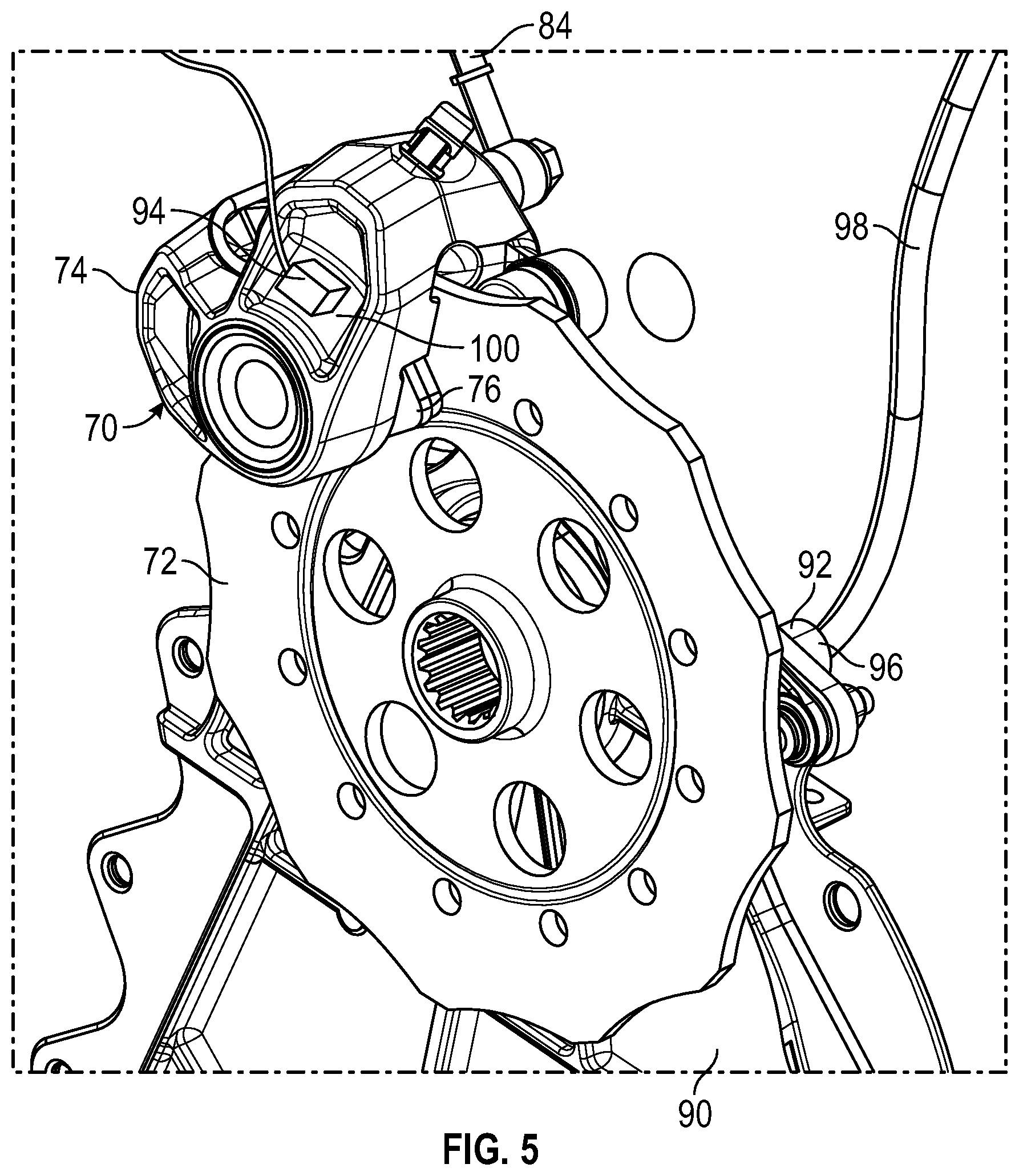 Patent US12576828 Figure 5 – Brake-system temperature monitoring with warning and vehicle control