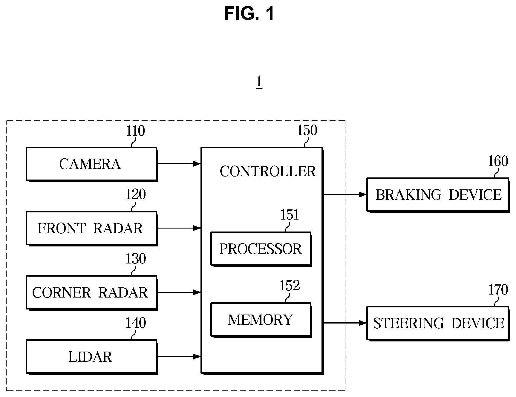 Patent US12576834 Figure 1 – Vehicle and method of controlling the same