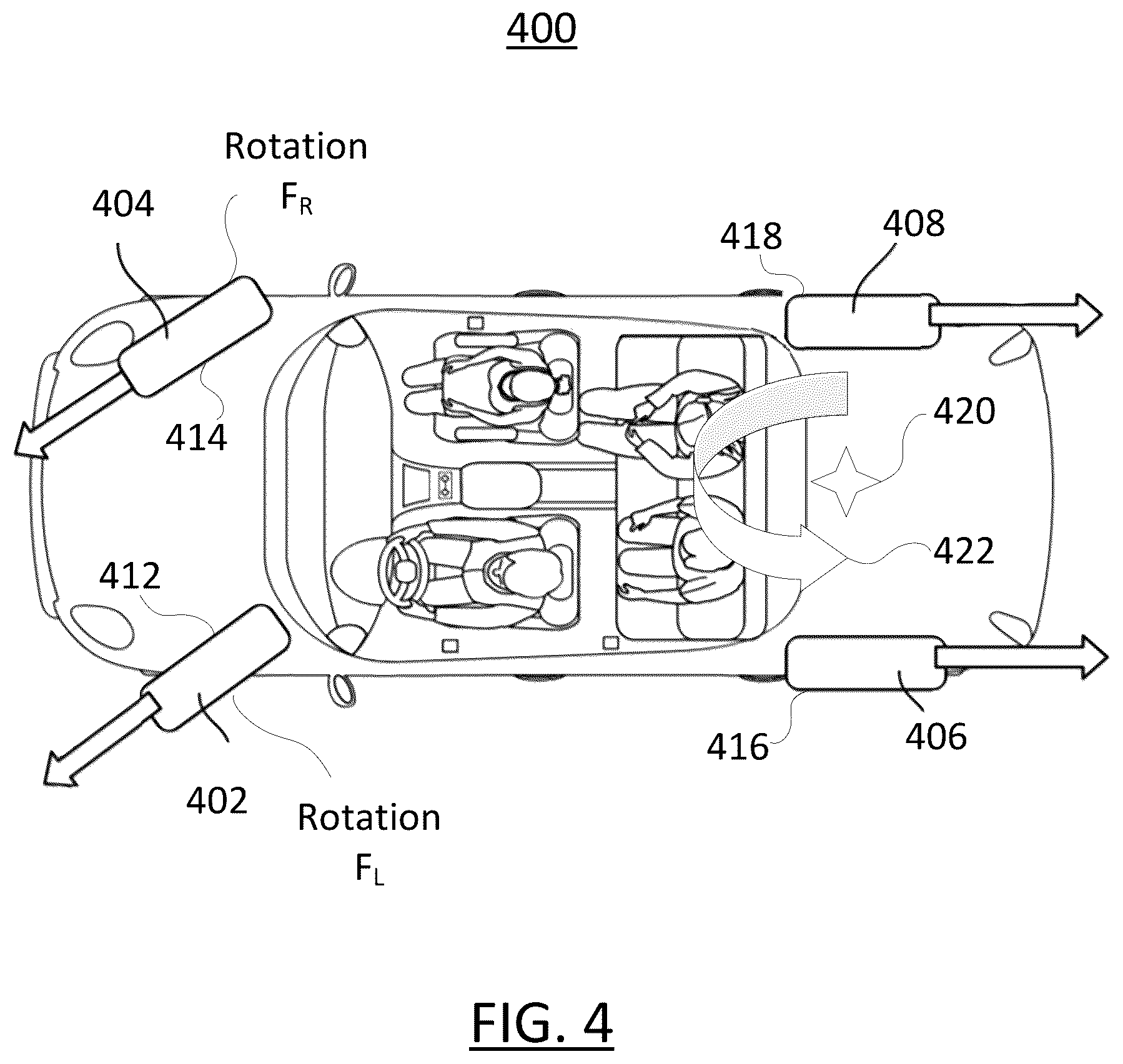 Patent US12576849 Figure 4 – Systems and methods for providing a vehicle with a torque vectored k-turn mode