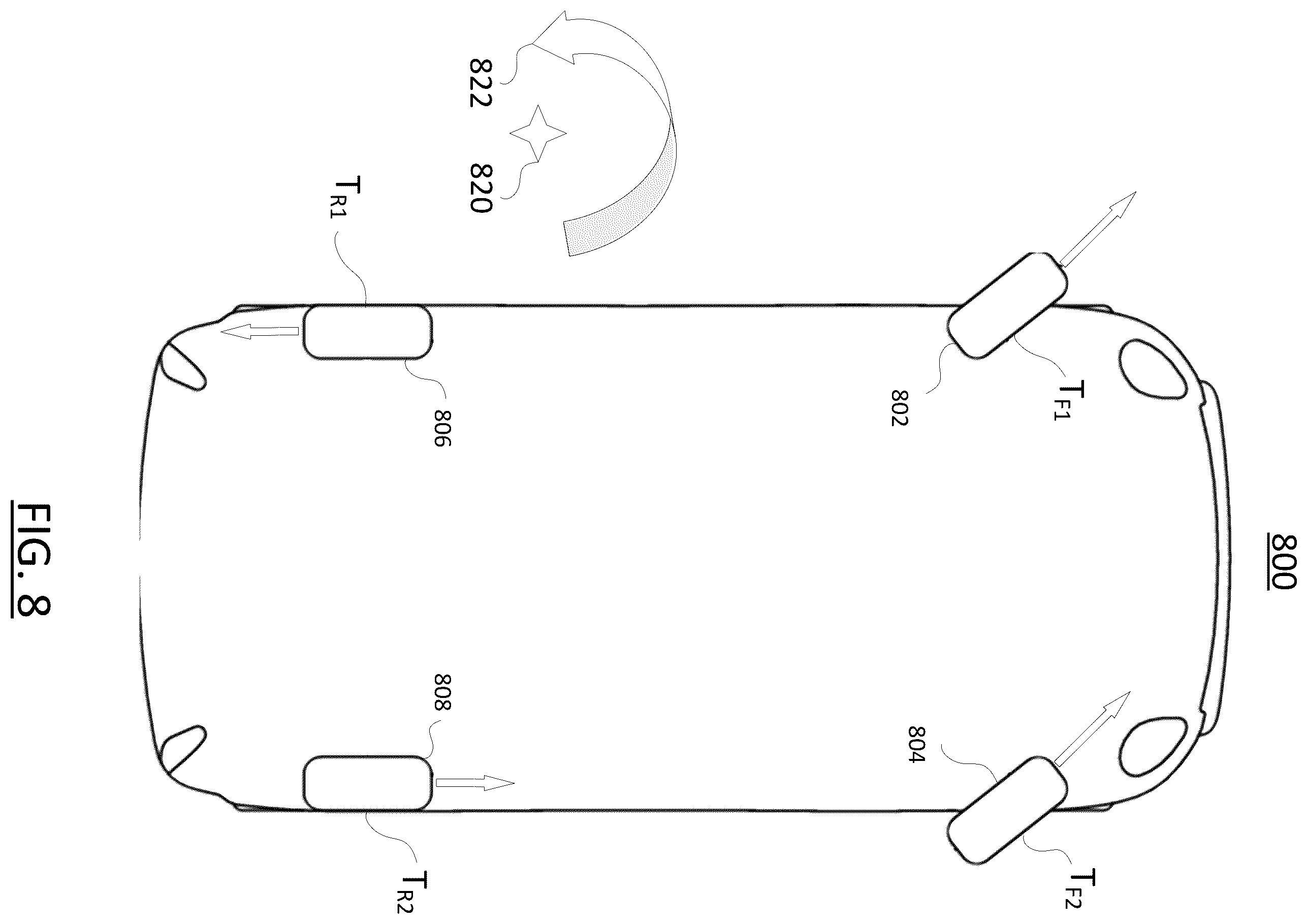 Patent US12576849 Figure 8 – Systems and methods for providing a vehicle with a torque vectored k-turn mode