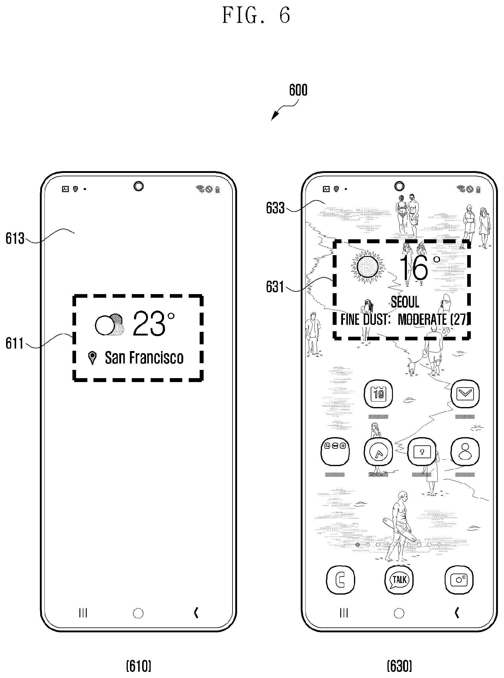 Patent US12576855 Figure 6 – Electronic device and method for updating weather information based on activity state of user using the same