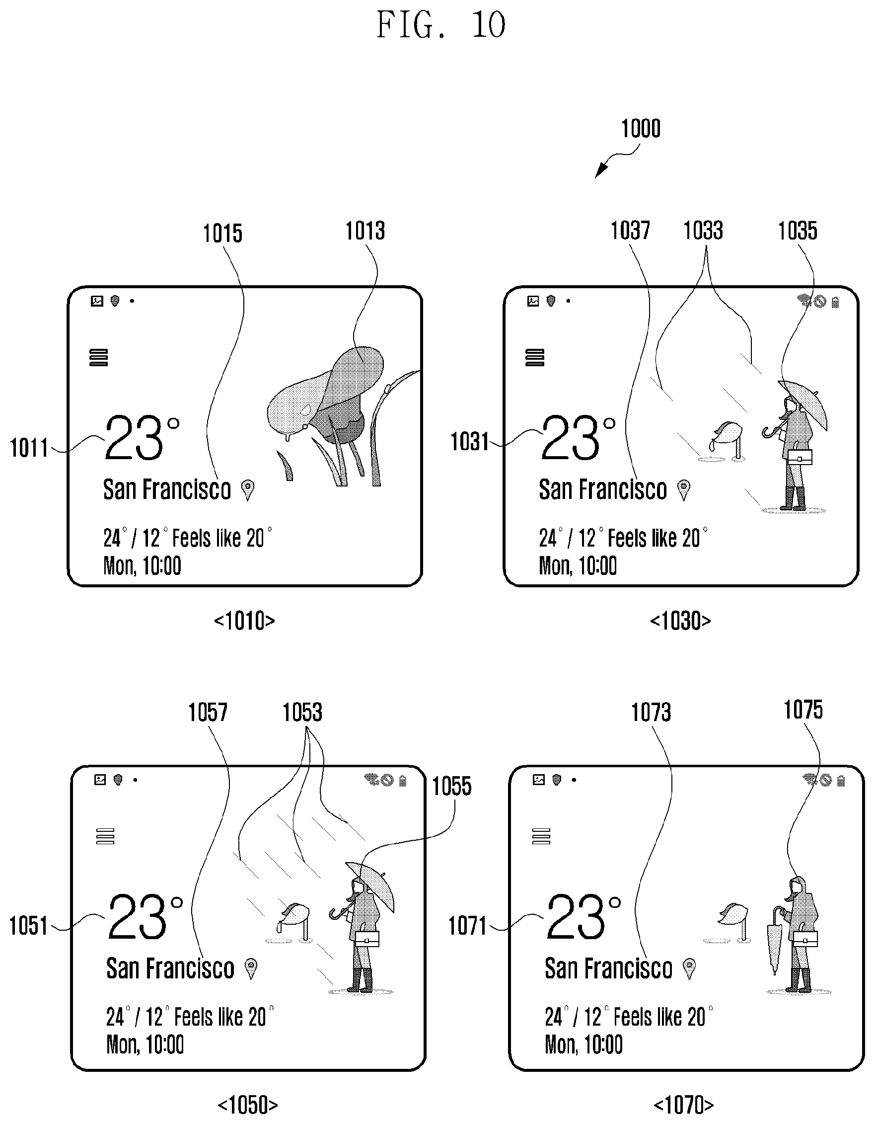 Patent US12576855 Figure 10 – Electronic device and method for updating weather information based on activity state of user using the same